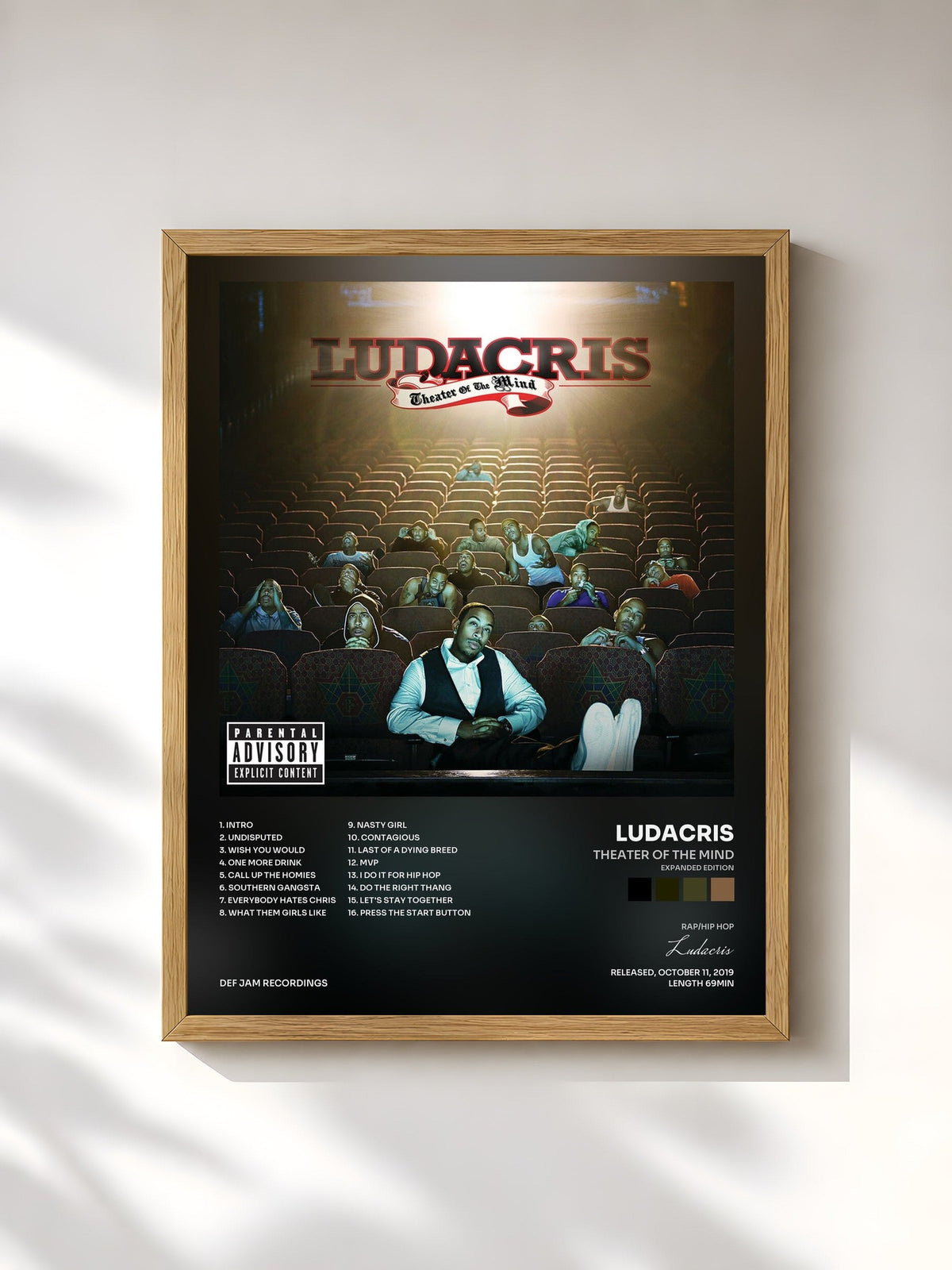 #bois Tableau de l'album Theater Of The Mind (Expanded Edition) de Ludacris, cadre en bois brut, imprimé et encadré en France