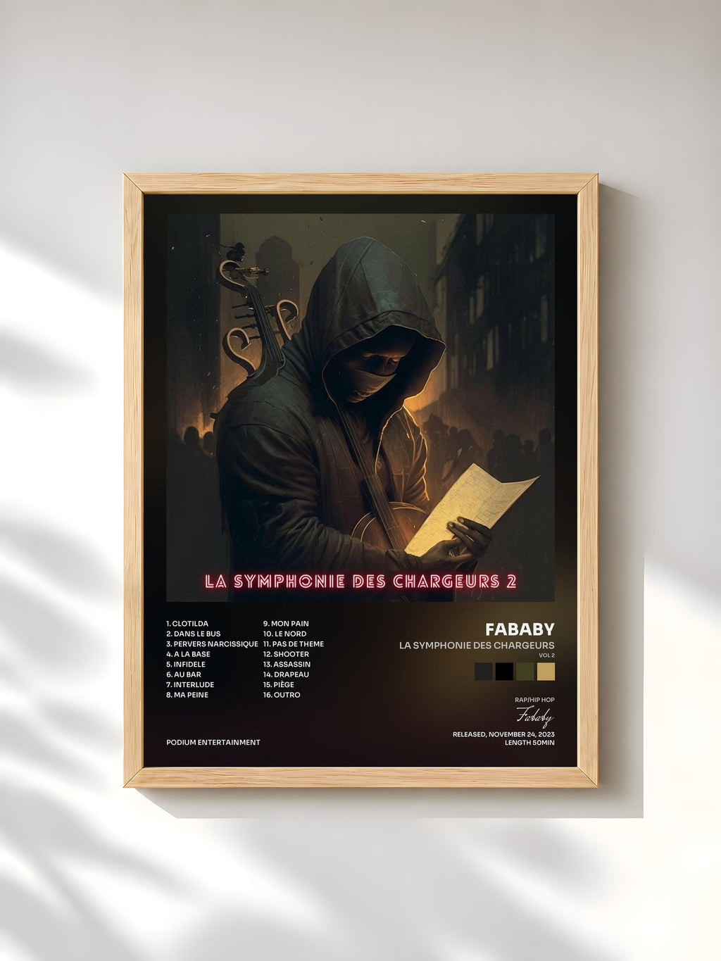 #bois Tableau de l'album La Symphonie des chargeurs (Vol 2) de Fababy, cadre en bois brut, imprimé et encadré en France