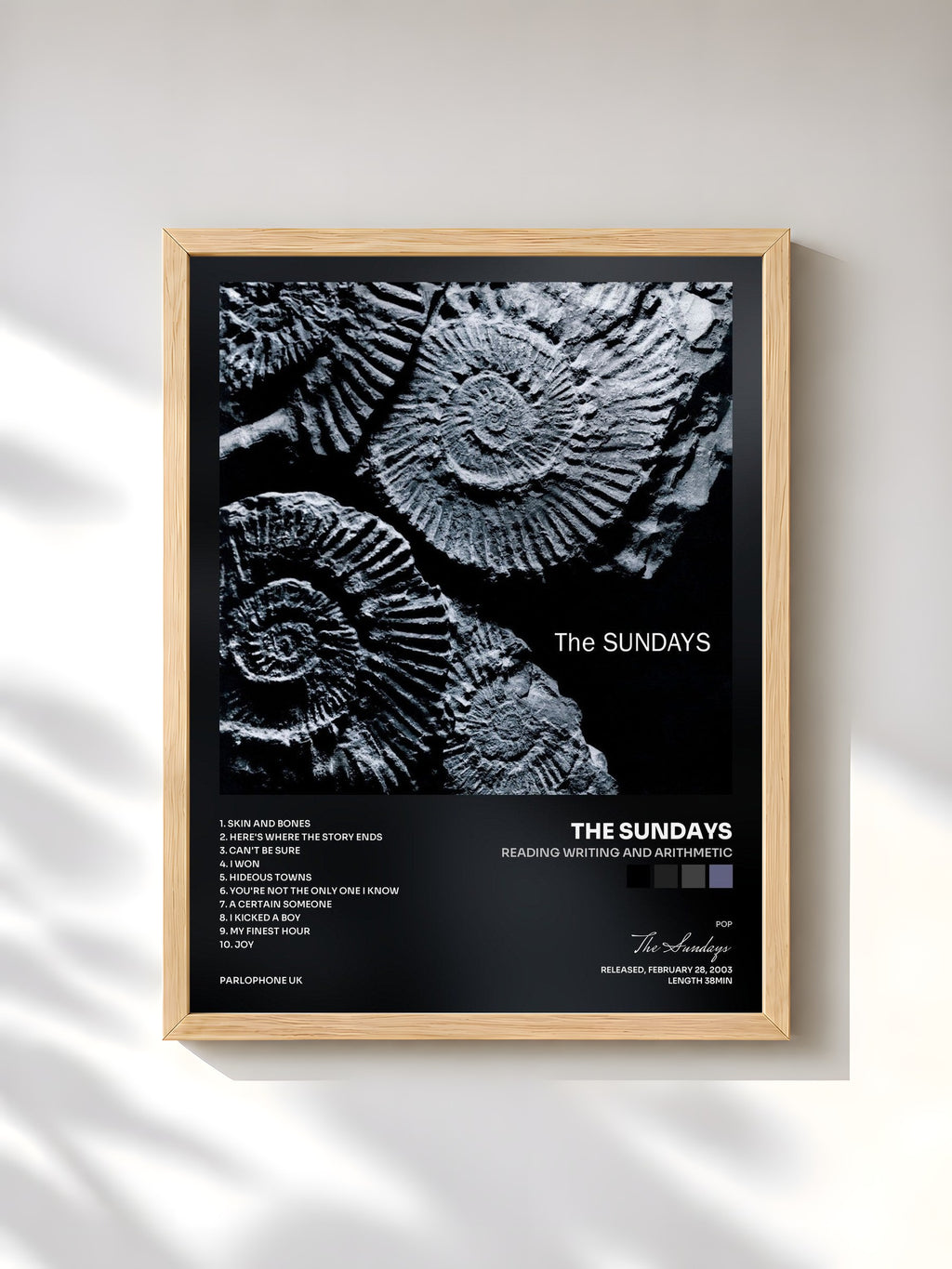 #bois Tableau de l'album Reading Writing And Arithmetic de The Sundays, cadre en bois brut, imprimé et encadré en France
