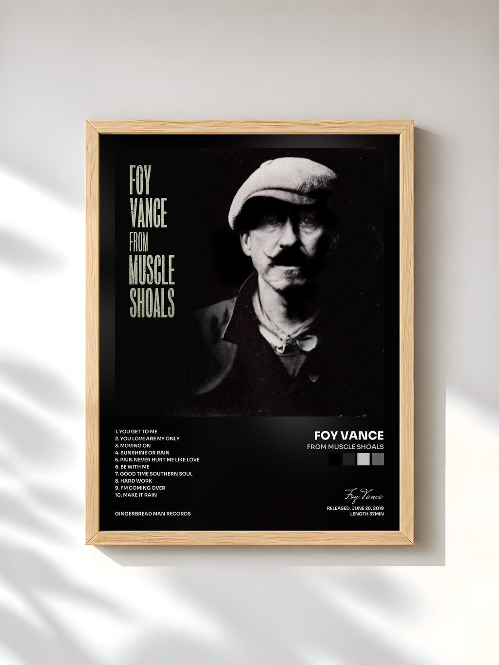 #bois Tableau de l'album From Muscle Shoals de Foy Vance, cadre en bois brut, imprimé et encadré en France