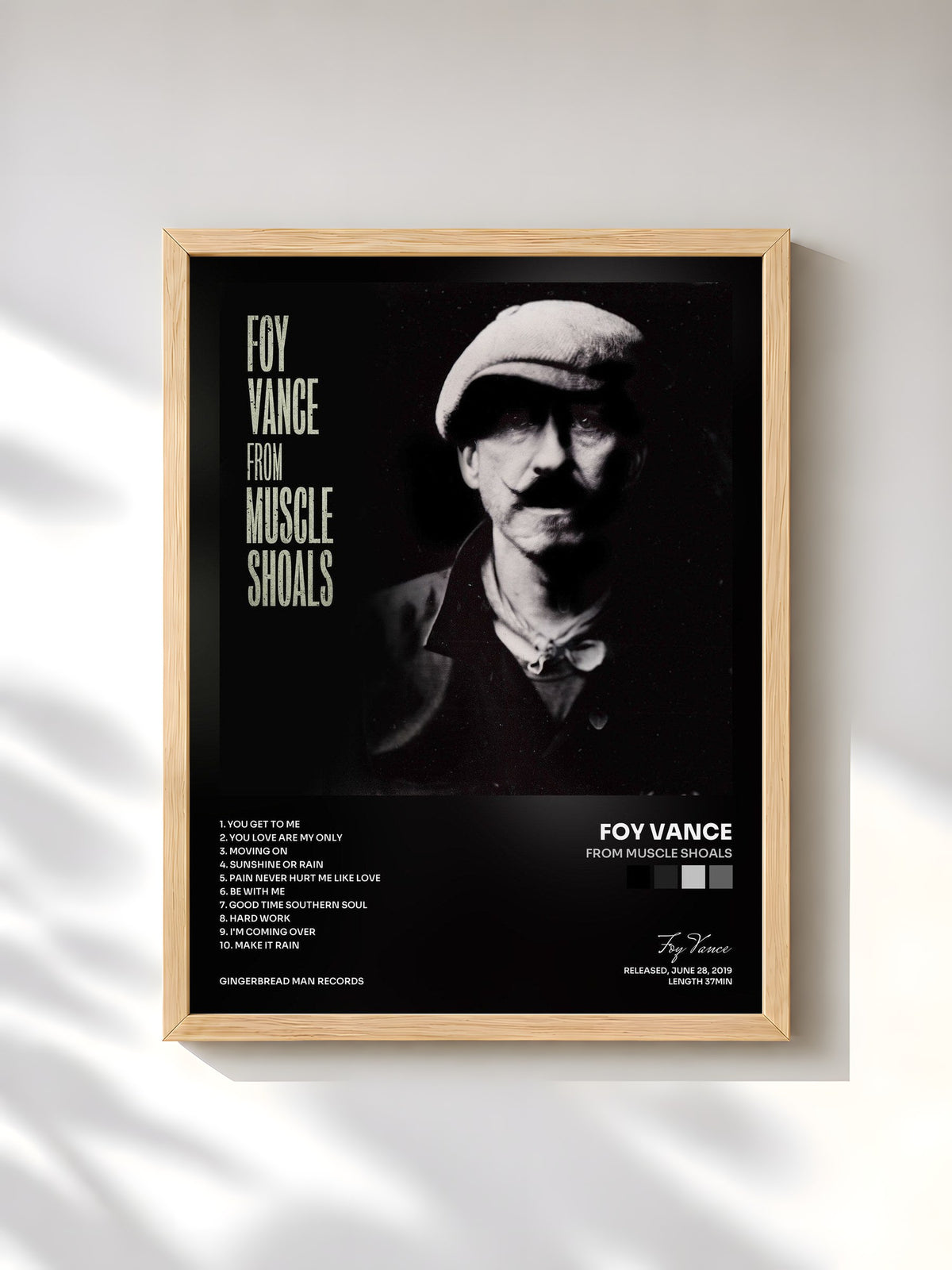 #bois Tableau de l'album From Muscle Shoals de Foy Vance, cadre en bois brut, imprimé et encadré en France
