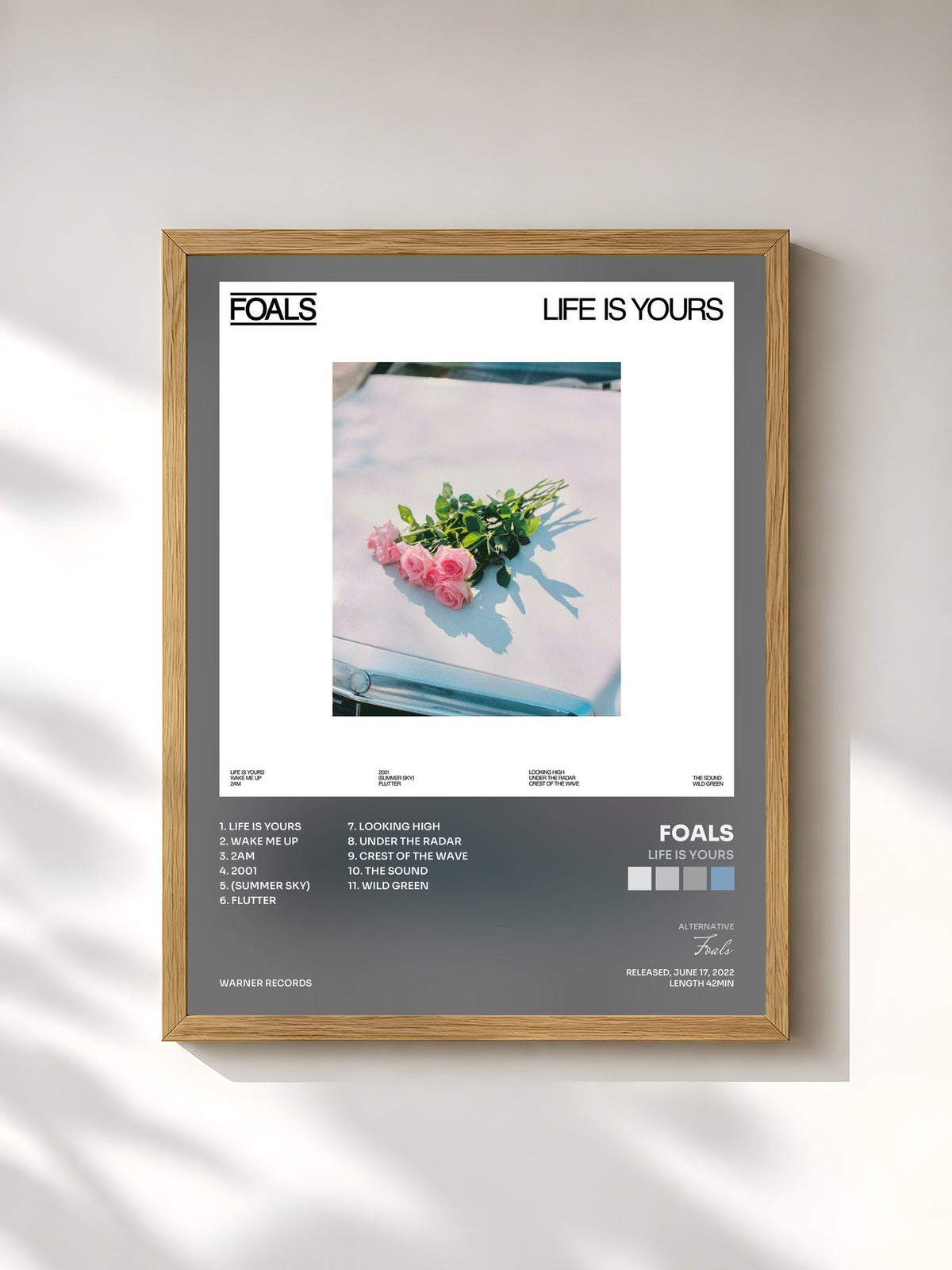 #bois Tableau de l'album Life Is Yours de Foals, cadre en bois brut, imprimé et encadré en France