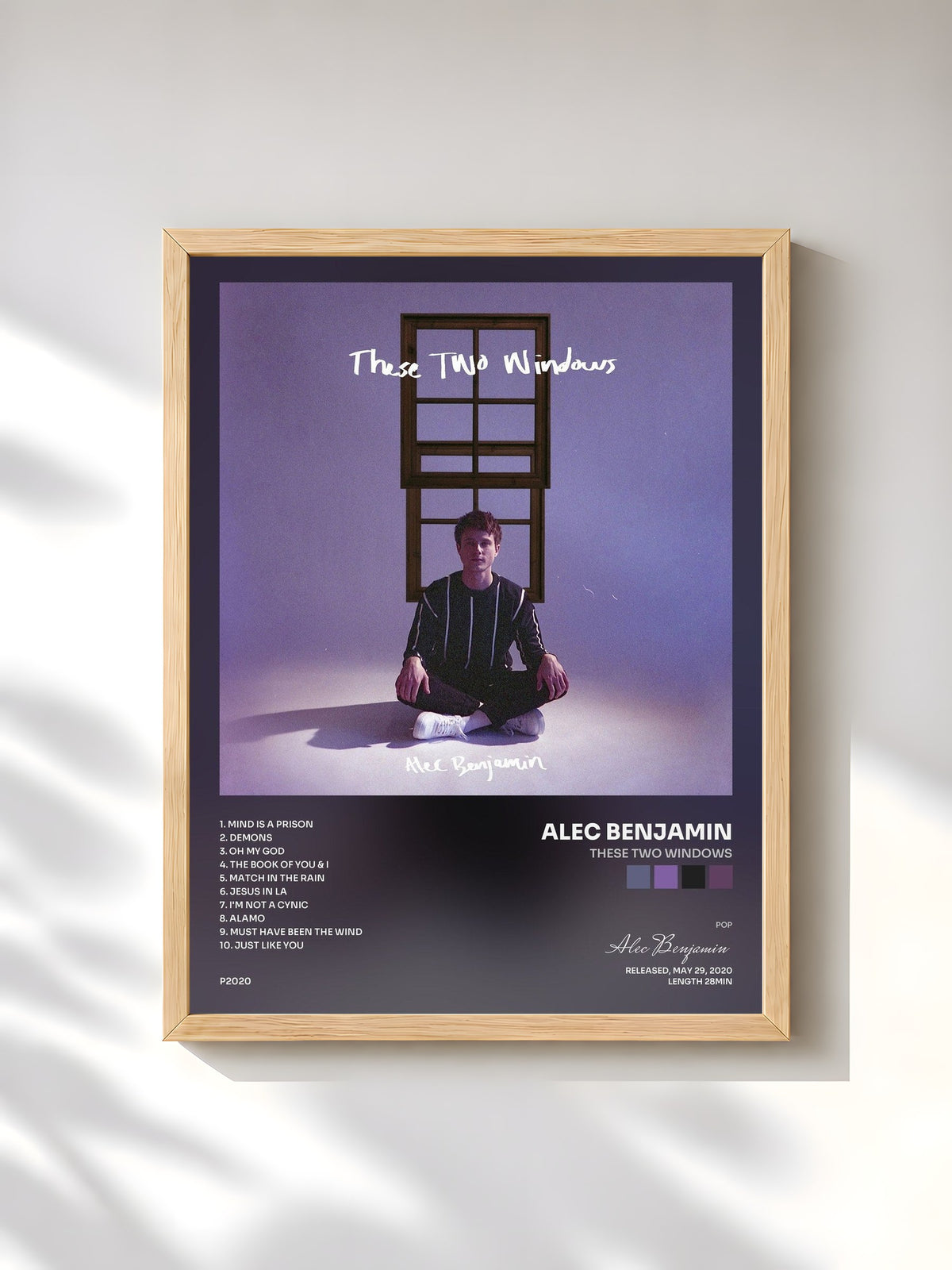 #bois Tableau de l'album These Two Windows de Alec Benjamin, cadre en bois brut, imprimé et encadré en France