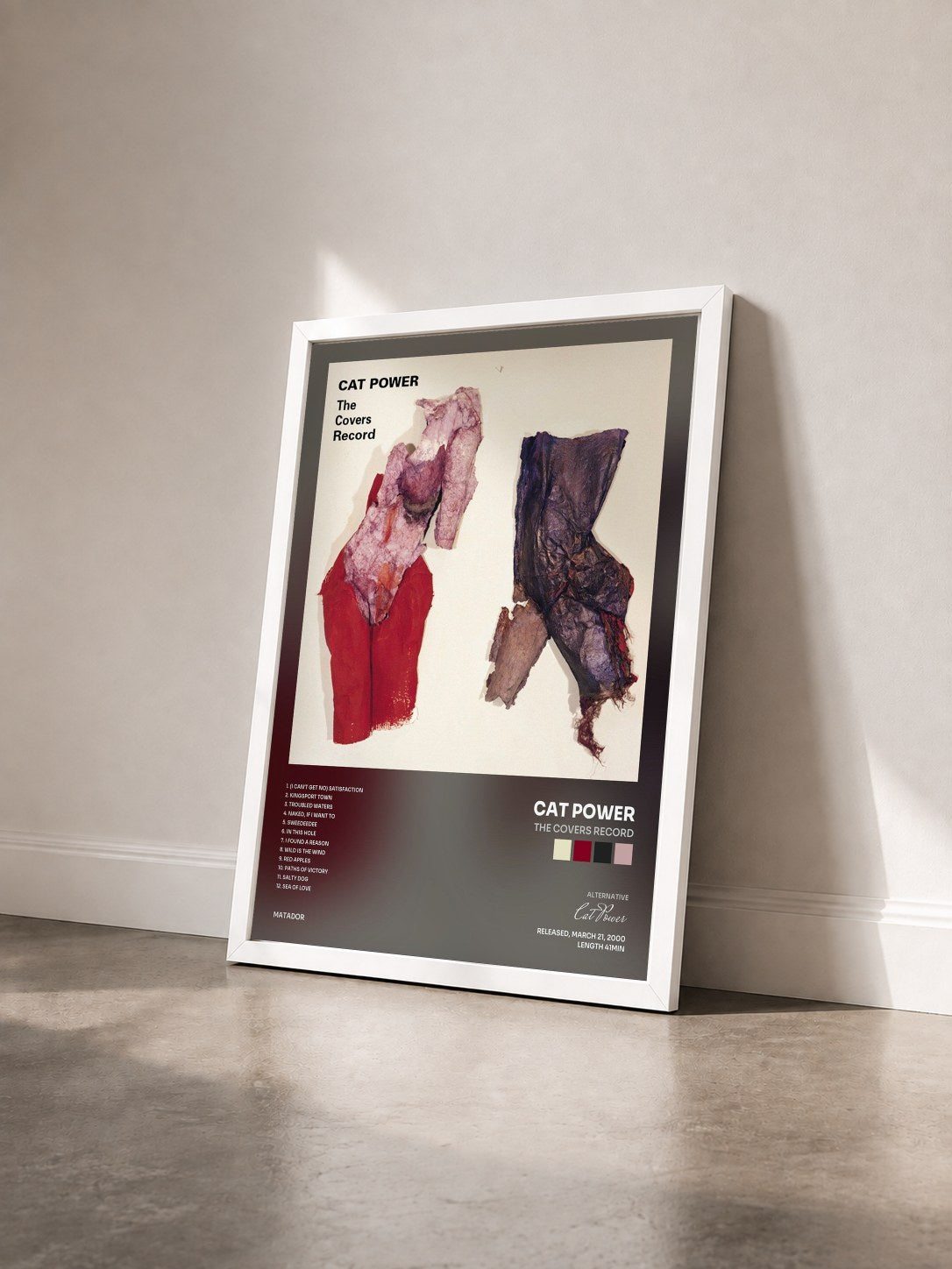 #blanc Tableau de l'album The Covers Record de Cat Power vu de trois quarts, cadre blanc