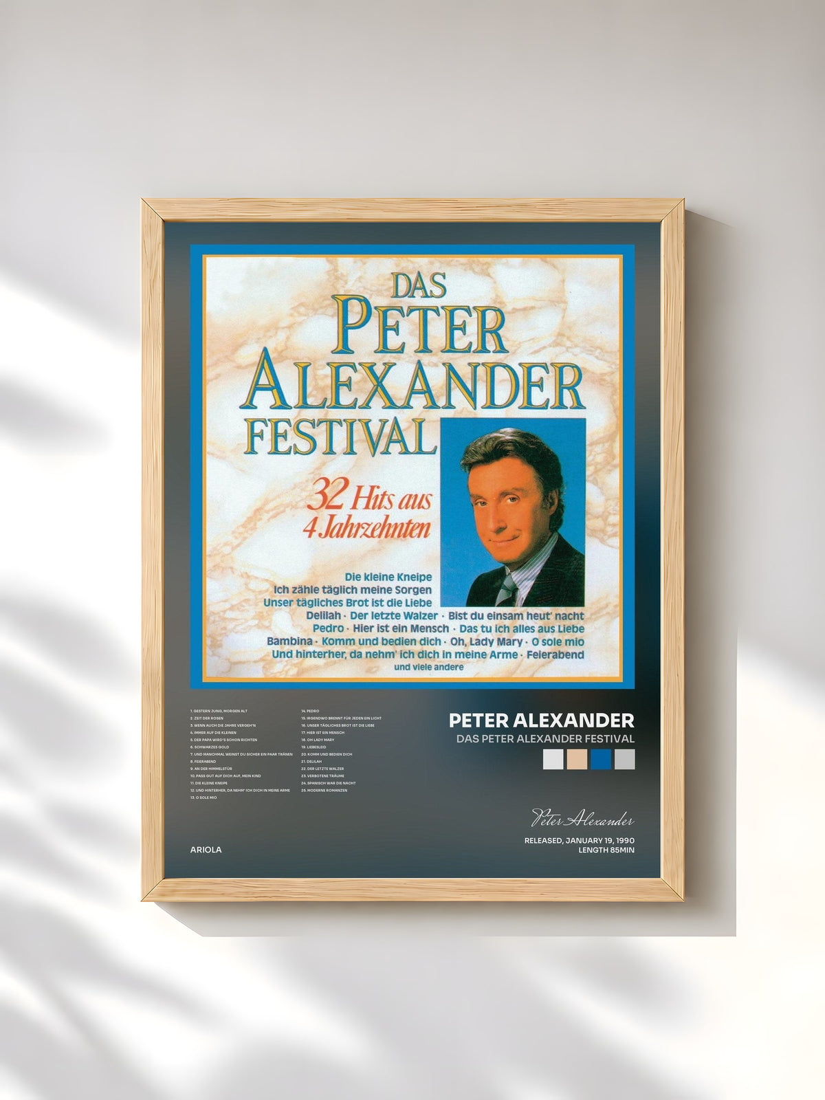 #bois Tableau de l'album Das Peter Alexander Festival de Peter Alexander, cadre en bois brut, imprimé et encadré en France