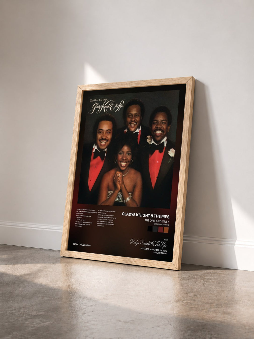 #bois Tableau de l'album The One And Only (Expanded Edition) de Gladys Knight & The Pips vu de trois quarts, cadre en bois brut