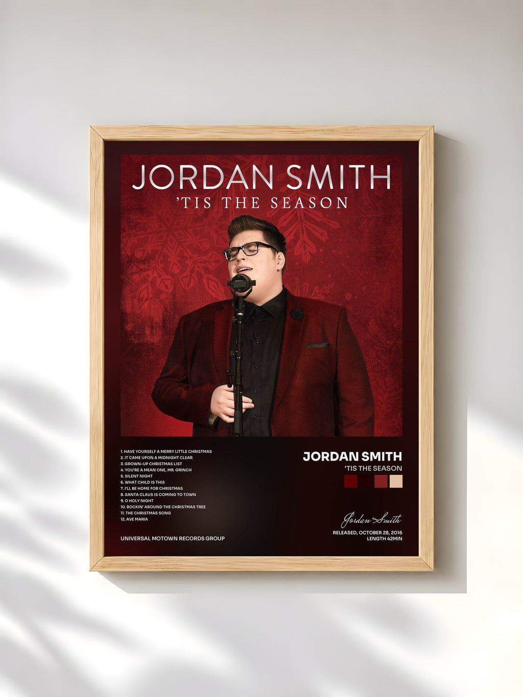 #bois Tableau de l'album 'Tis The Season de Jordan Smith, cadre en bois brut, imprimé et encadré en France