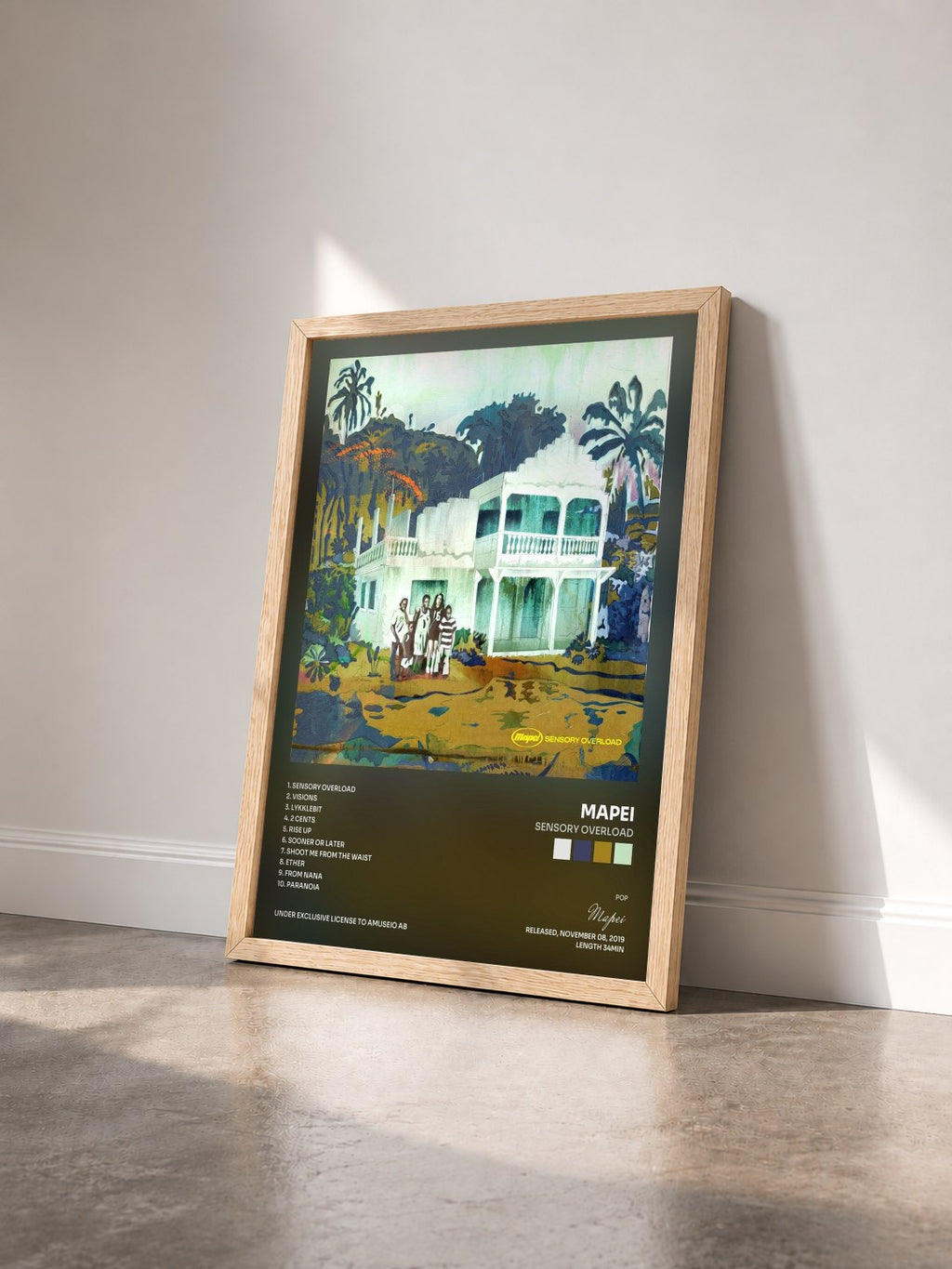 #bois Tableau de l'album Sensory Overload de Mapei vu de trois quarts, cadre en bois brut