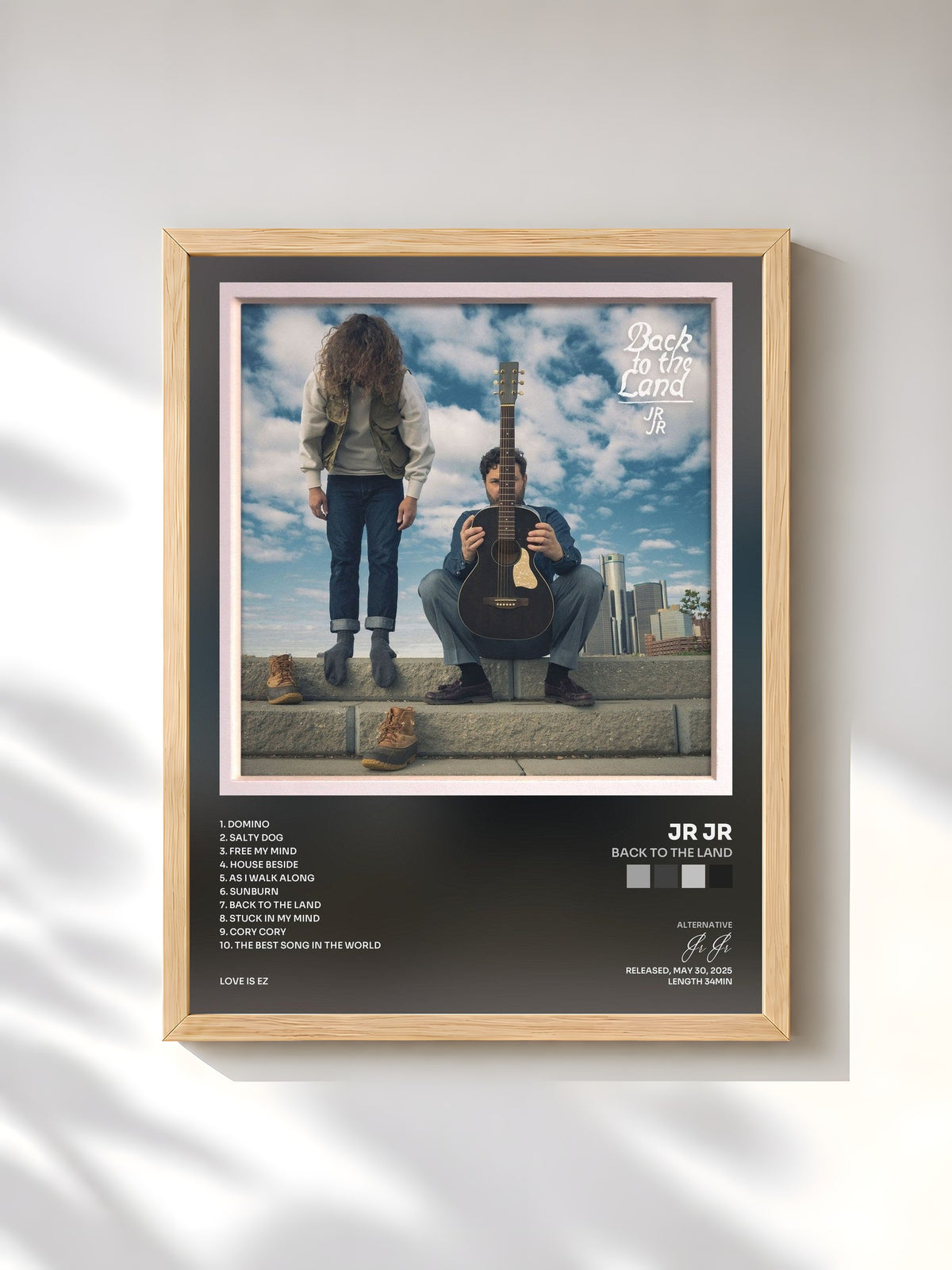 #bois Tableau de l'album Back to the Land de Jr Jr, cadre en bois brut, imprimé et encadré en France