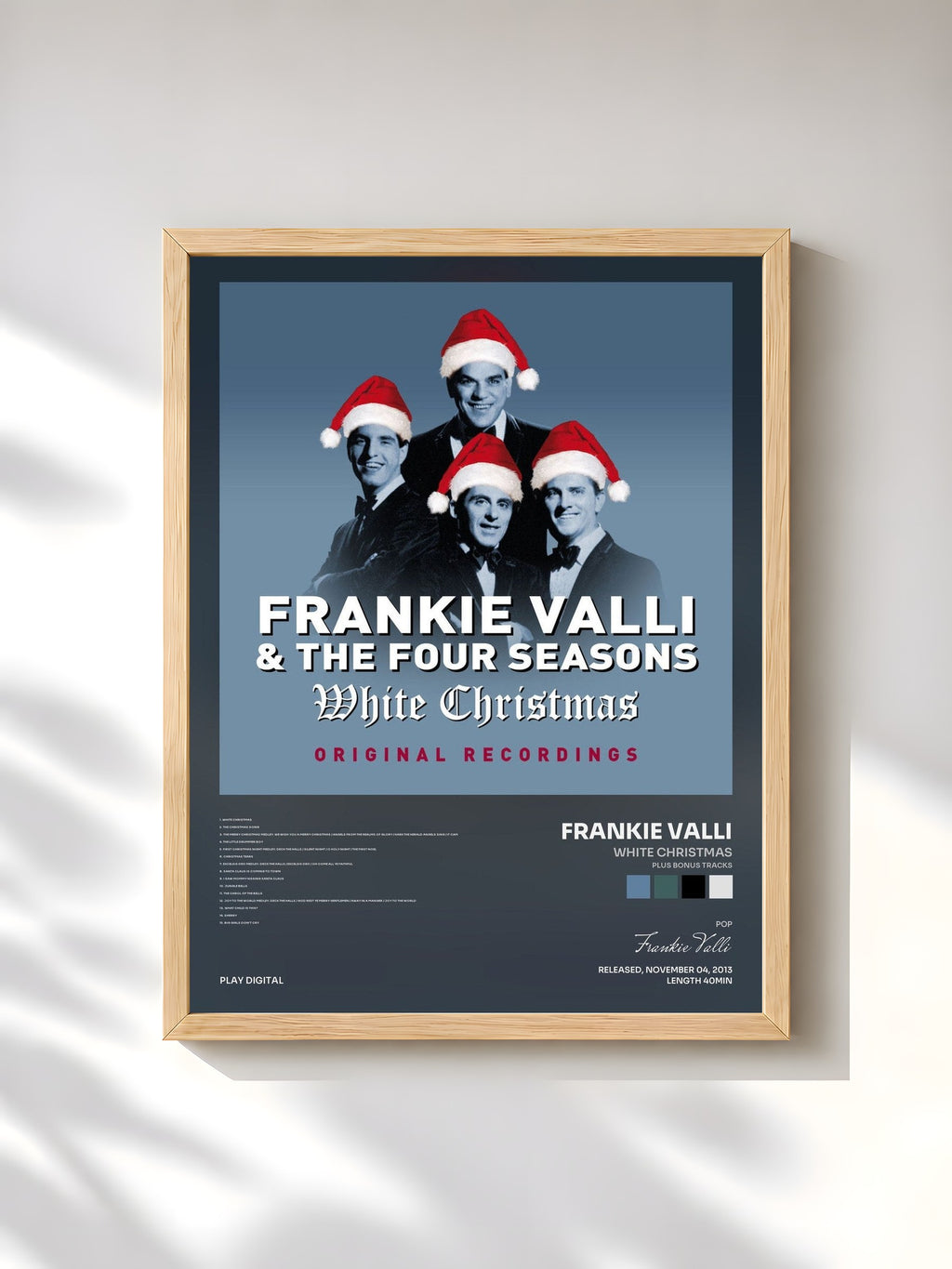 #bois Tableau de l'album White Christmas (Plus Bonus Tracks) de Frankie Valli, cadre en bois brut, imprimé et encadré en France