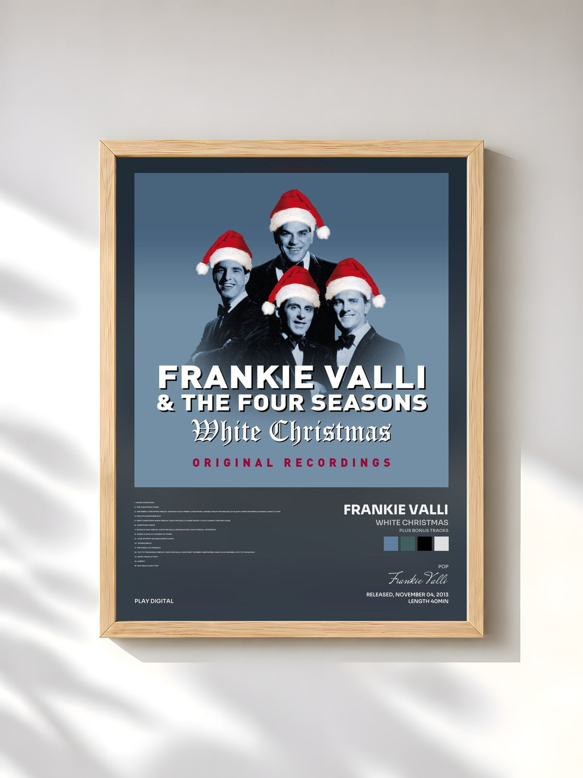 #bois Tableau de l'album White Christmas (Plus Bonus Tracks) de Frankie Valli, cadre en bois brut, imprimé et encadré en France