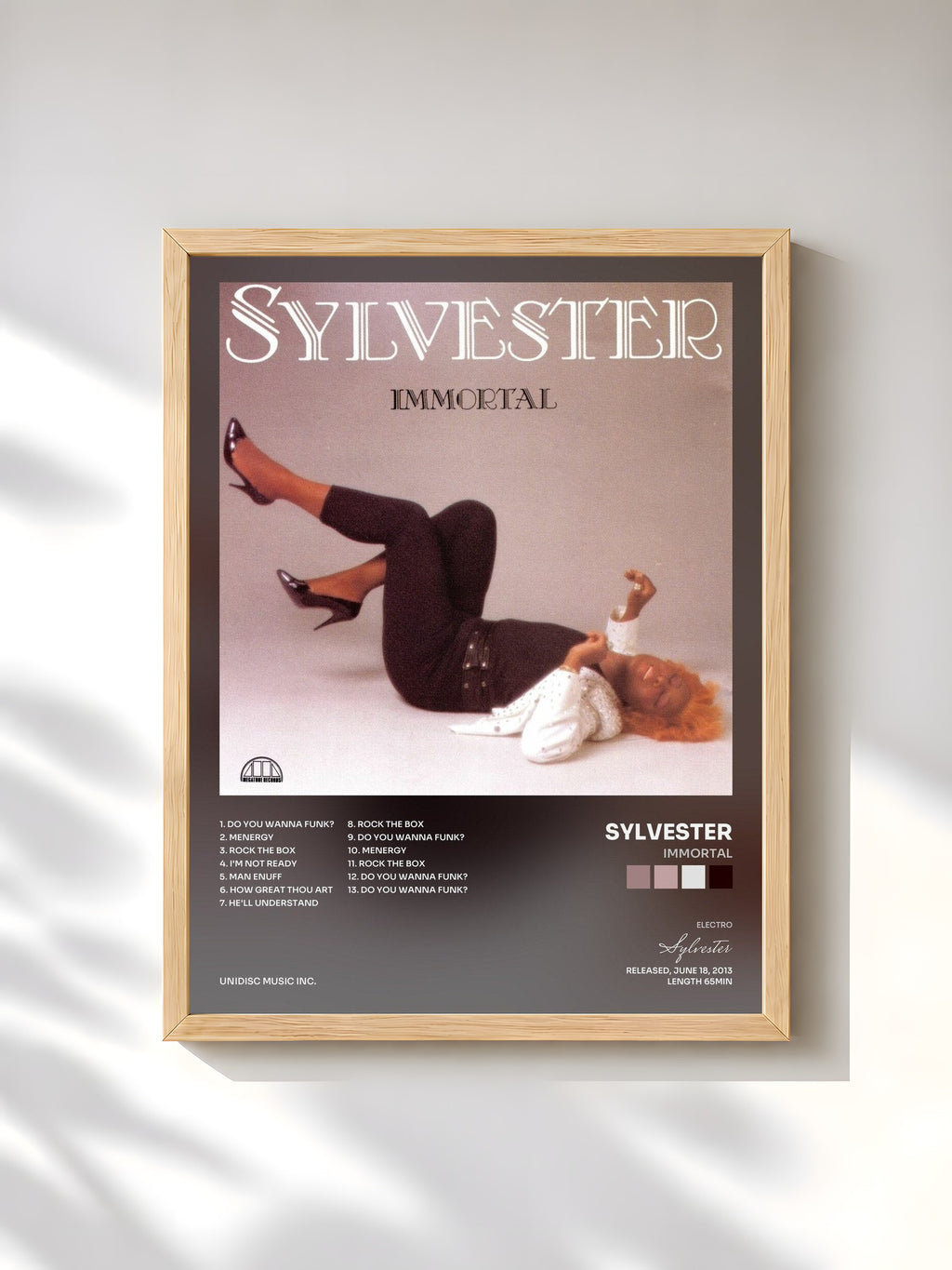 #bois Tableau de l'album Immortal de Sylvester, cadre en bois brut, imprimé et encadré en France