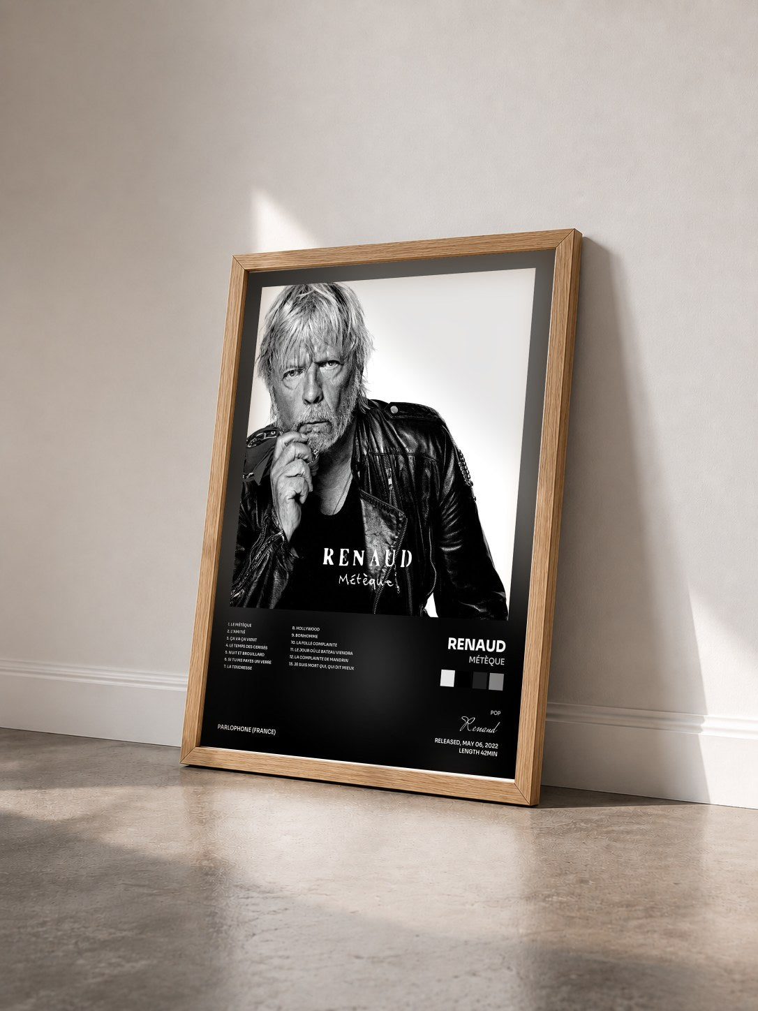 #bois Tableau de l'album Métèque de Renaud vu de trois quarts, cadre en bois brut