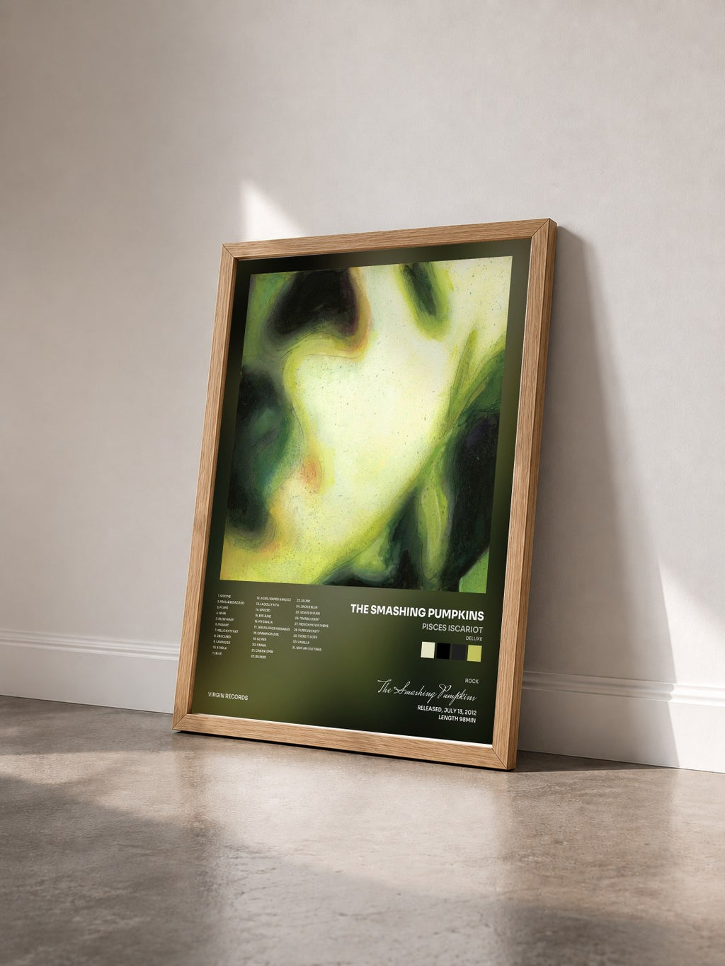 #bois Tableau de l'album Pisces Iscariot (Deluxe) de The Smashing Pumpkins vu de trois quarts, cadre en bois brut