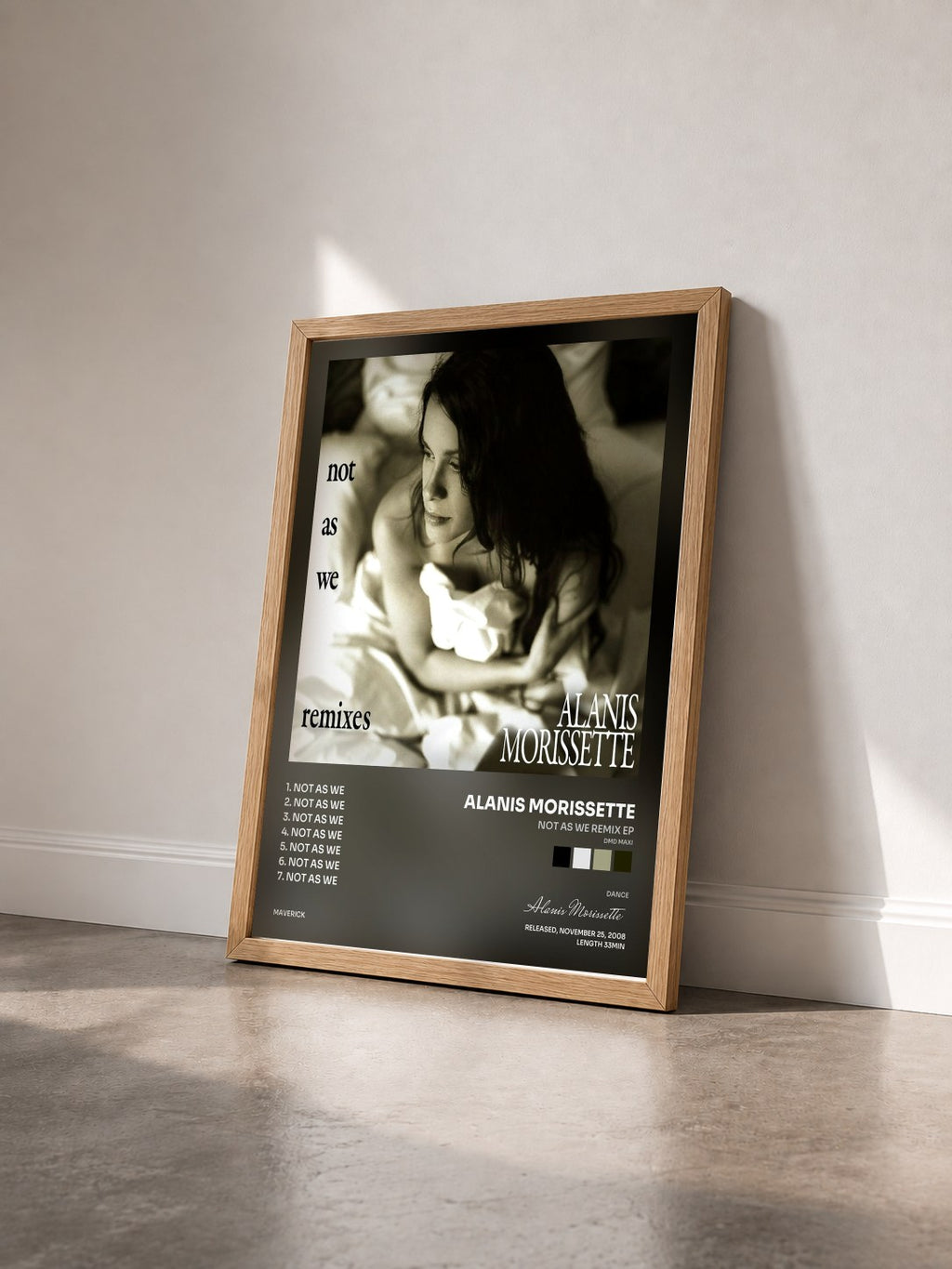 #bois Tableau de l'album Not as We Remix EP (DMD Maxi) de Alanis Morissette vu de trois quarts, cadre en bois brut