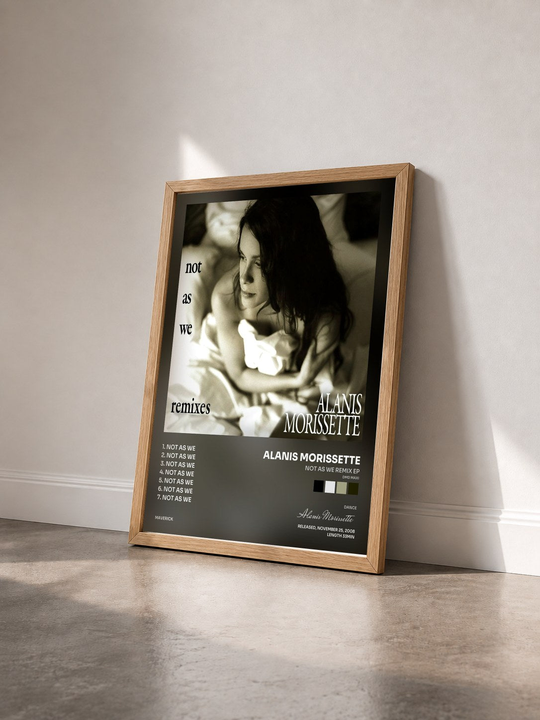 #bois Tableau de l'album Not as We Remix EP (DMD Maxi) de Alanis Morissette vu de trois quarts, cadre en bois brut