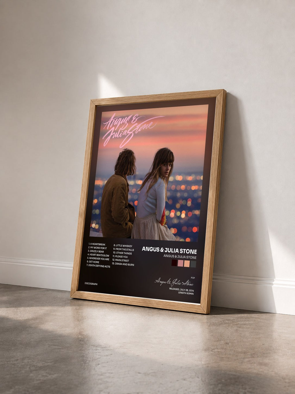 #bois Tableau de l'album Angus & Julia Stone de Angus & Julia Stone vu de trois quarts, cadre en bois brut