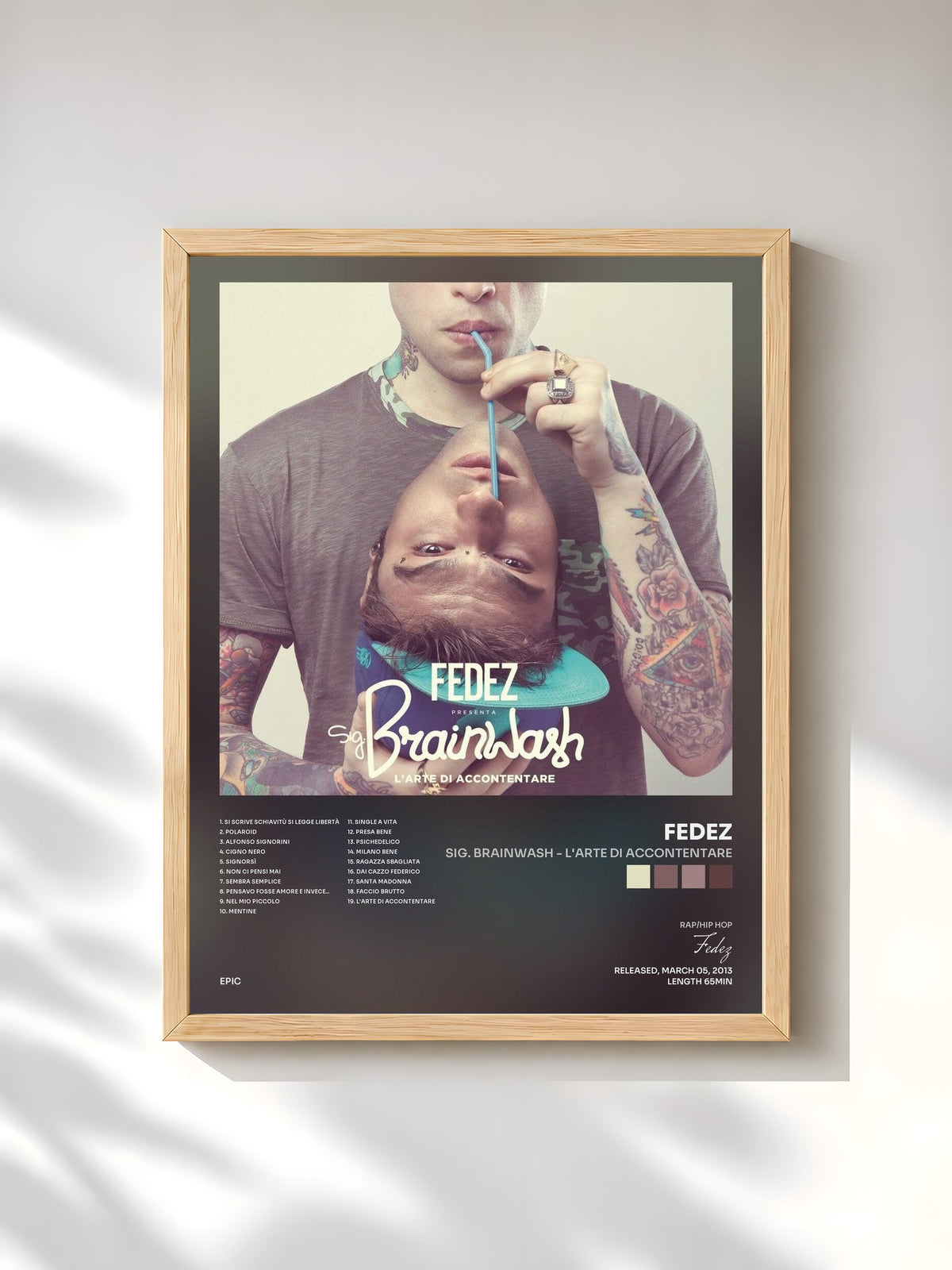 #bois Tableau de l'album Sig. Brainwash - L'arte di accontentare de Fedez, cadre en bois brut, imprimé et encadré en France