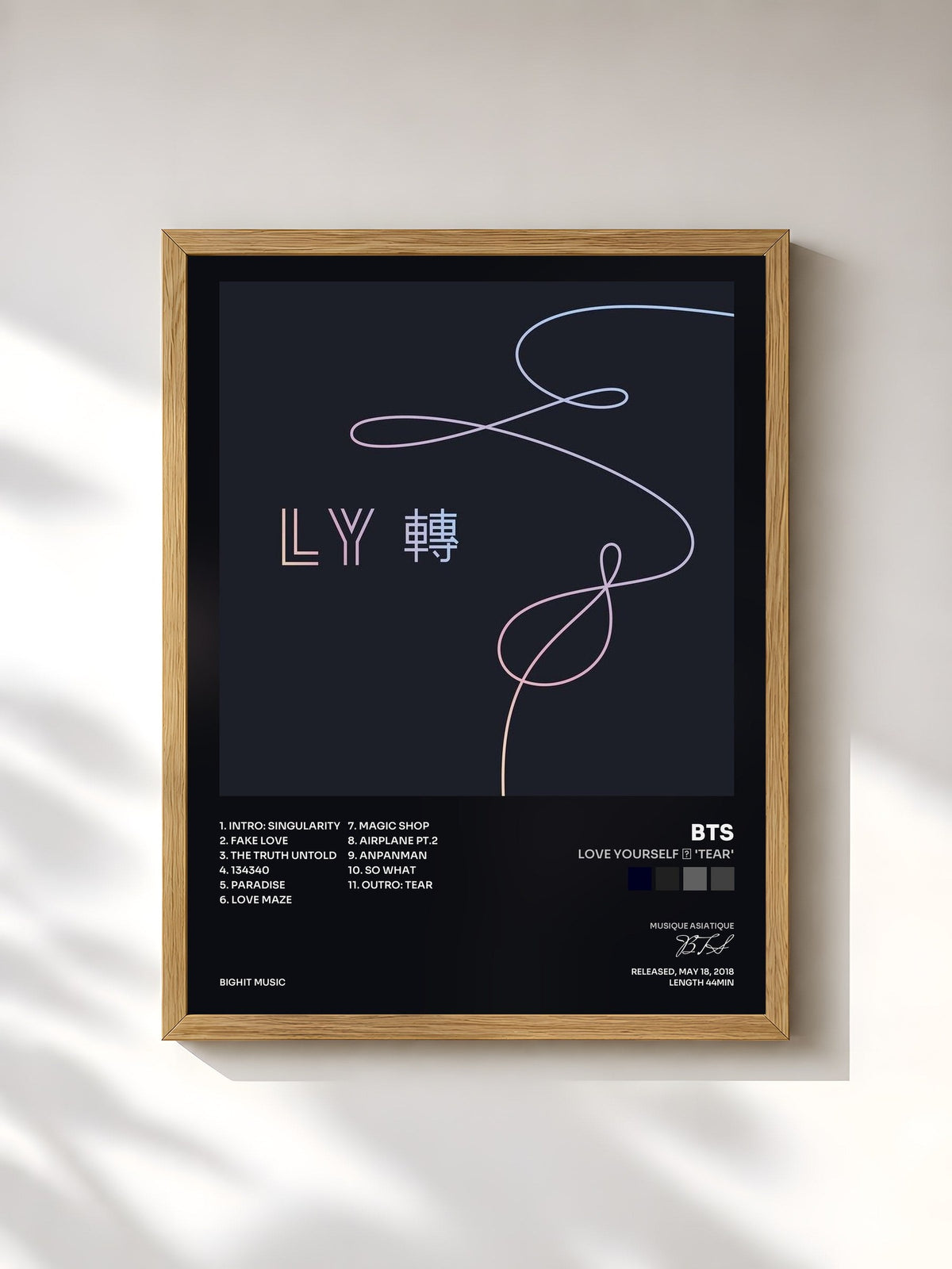#bois Tableau de l'album Love Yourself 轉 'Tear' de BTS, cadre en bois brut, imprimé et encadré en France