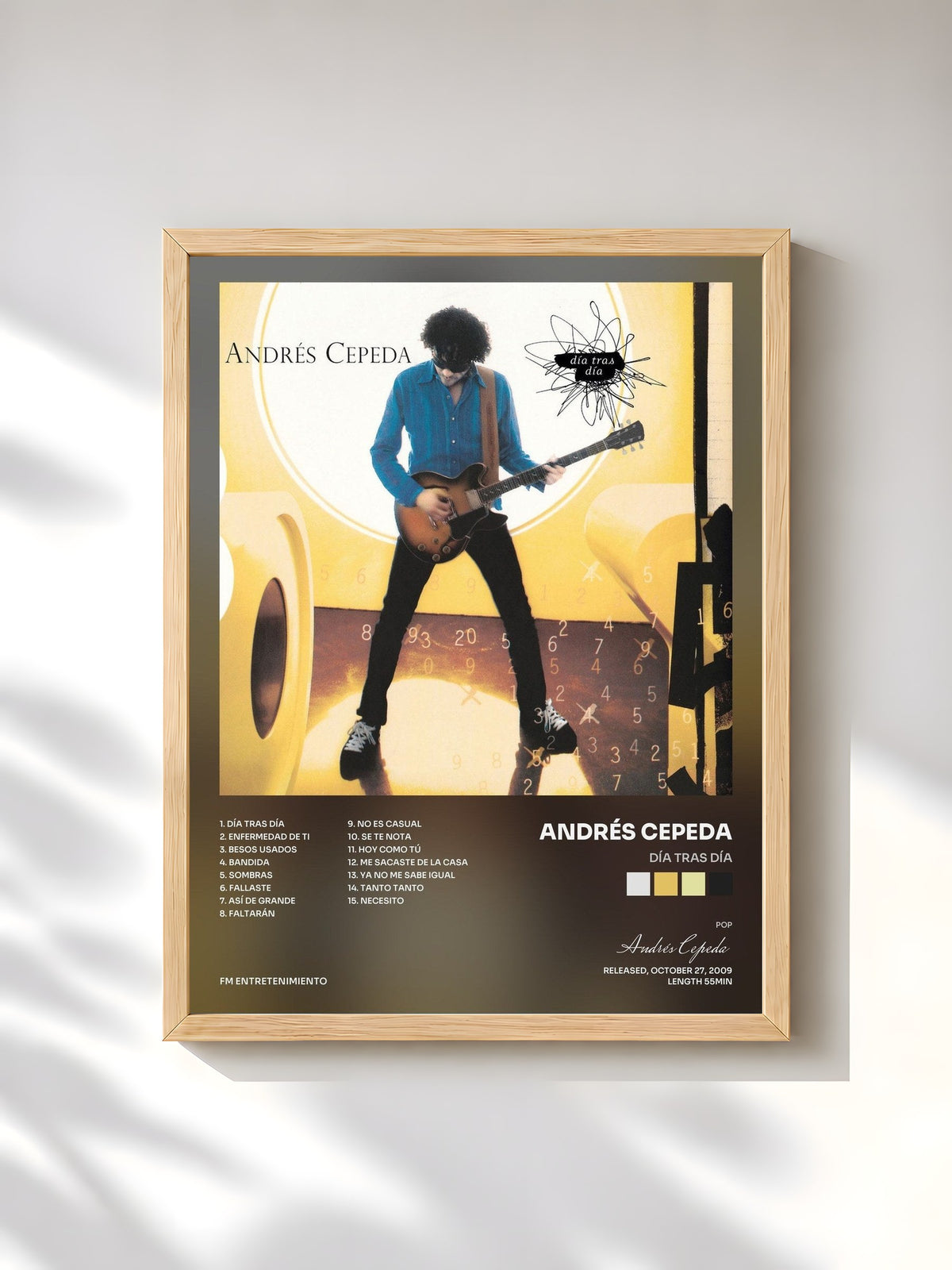 #bois Tableau de l'album Día Tras Día de Andrés Cepeda, cadre en bois brut, imprimé et encadré en France