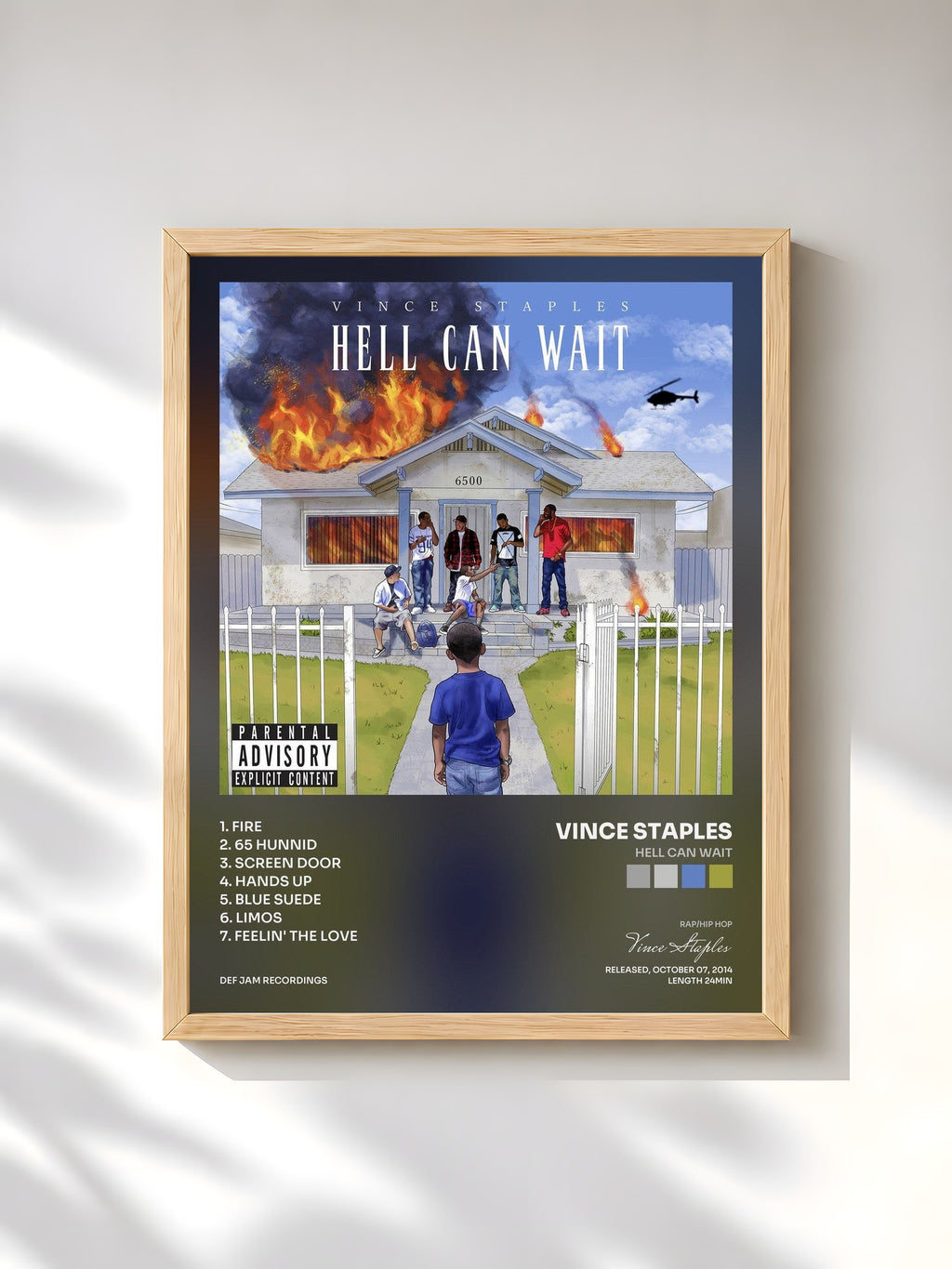 #bois Tableau de l'album Hell Can Wait de Vince Staples, cadre en bois brut, imprimé et encadré en France