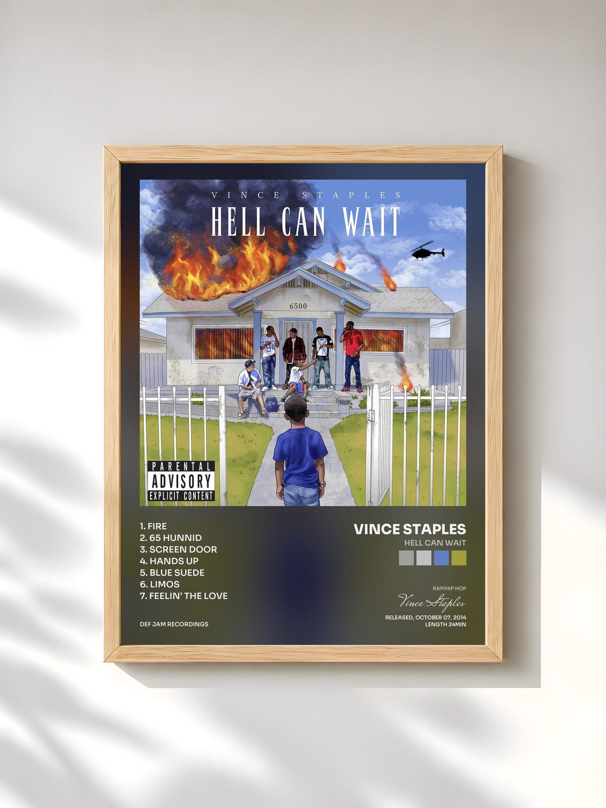 #bois Tableau de l'album Hell Can Wait de Vince Staples, cadre en bois brut, imprimé et encadré en France