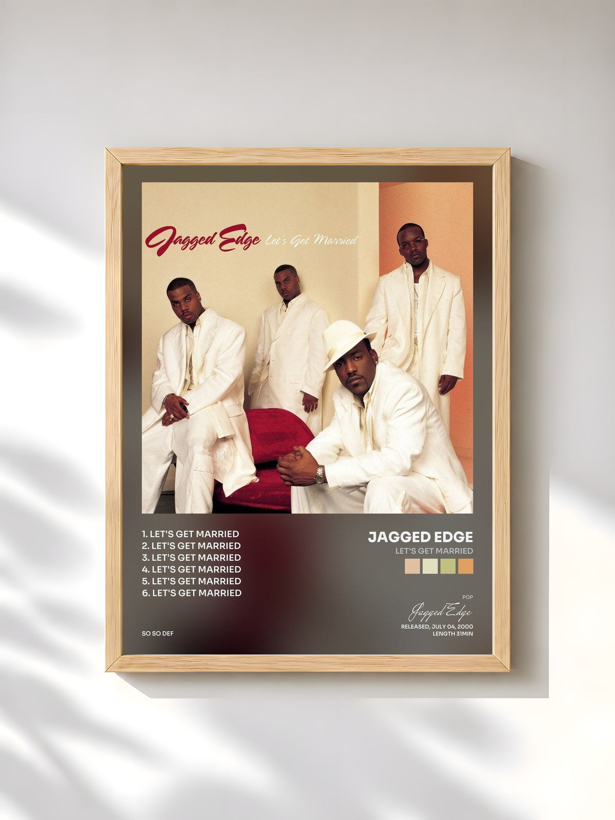 #bois Tableau de l'album Let's Get Married de Jagged Edge, cadre en bois brut, imprimé et encadré en France