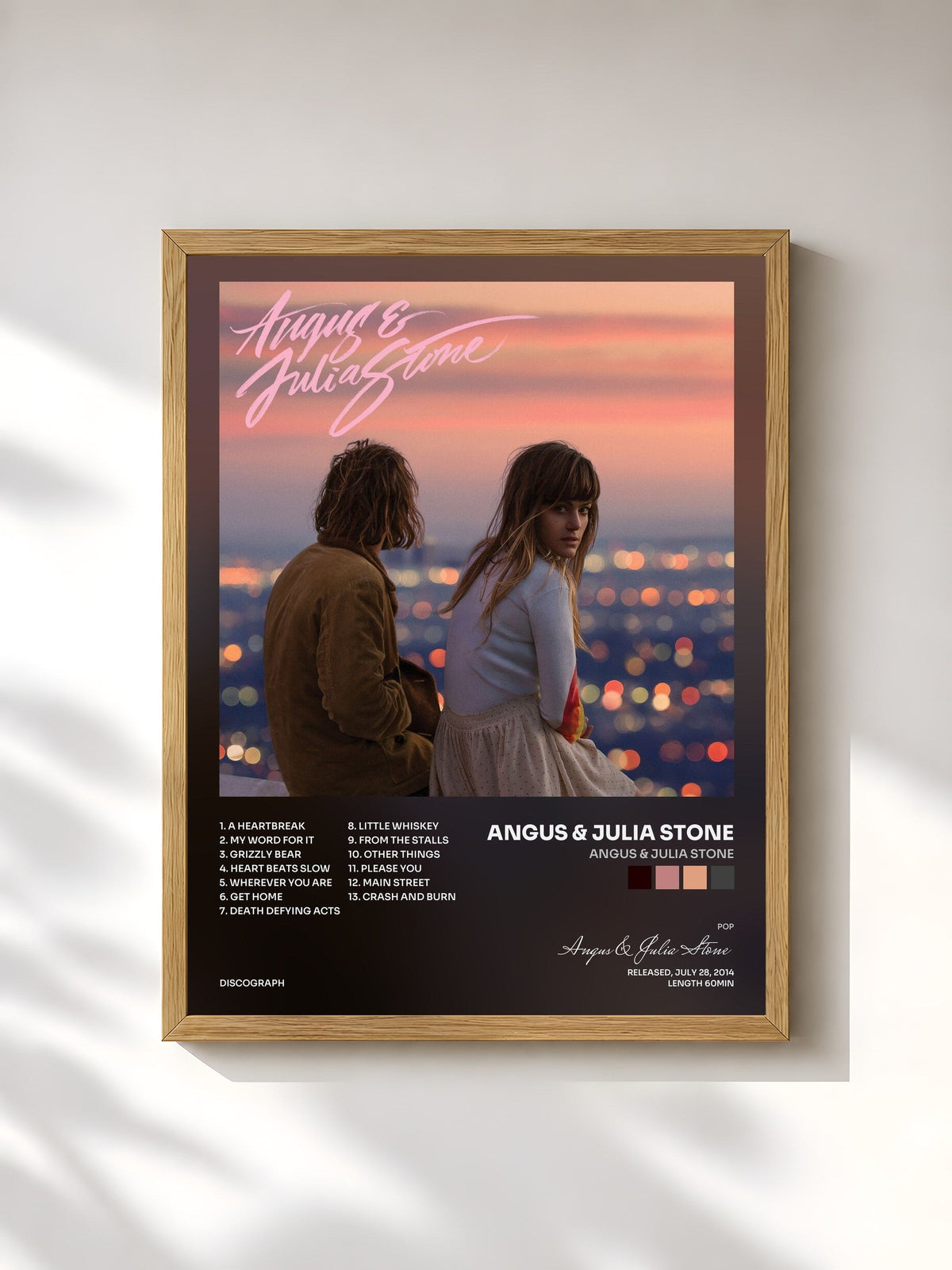 #bois Tableau de l'album Angus & Julia Stone de Angus & Julia Stone, cadre en bois brut, imprimé et encadré en France