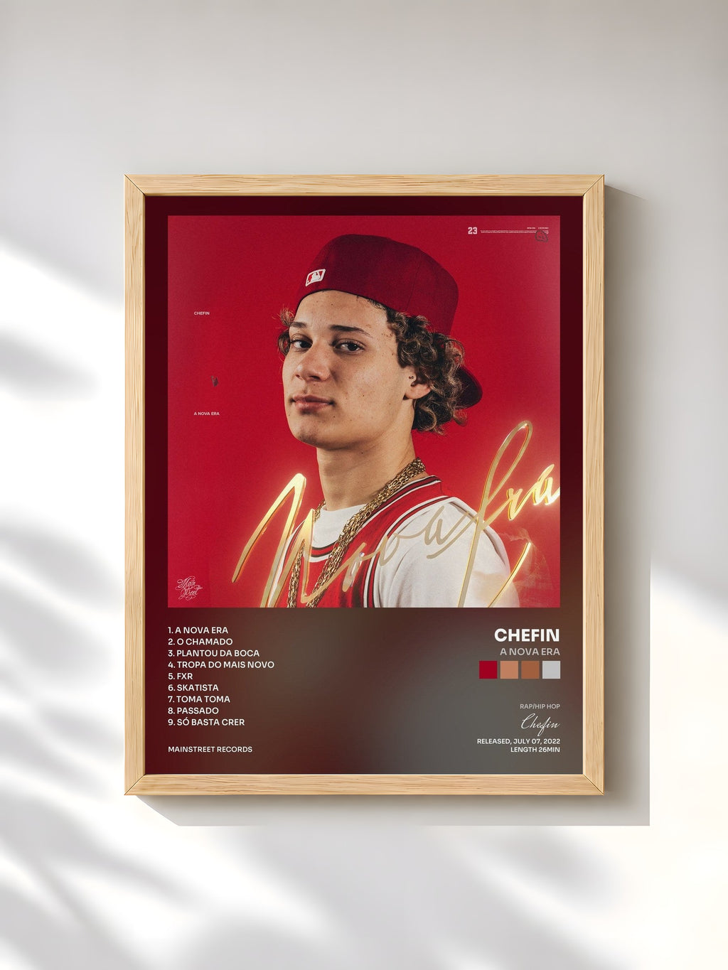 #bois Tableau de l'album A Nova Era de Chefin, cadre en bois brut, imprimé et encadré en France