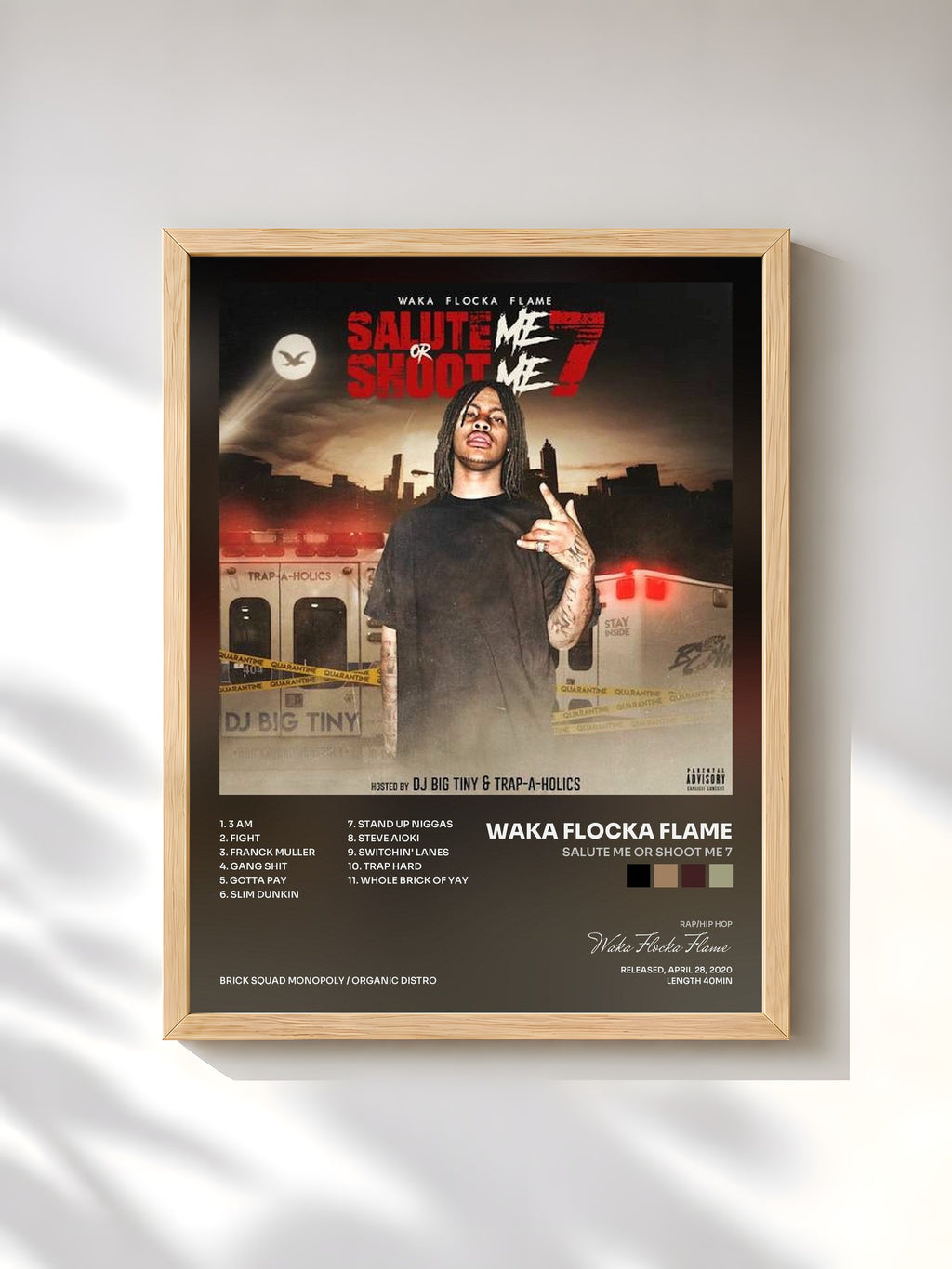 #bois Tableau de l'album Salute Me or Shoot Me 7 de Waka Flocka Flame, cadre en bois brut, imprimé et encadré en France
