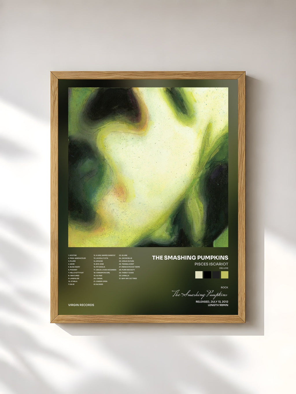 #bois Tableau de l'album Pisces Iscariot (Deluxe) de The Smashing Pumpkins, cadre en bois brut, imprimé et encadré en France