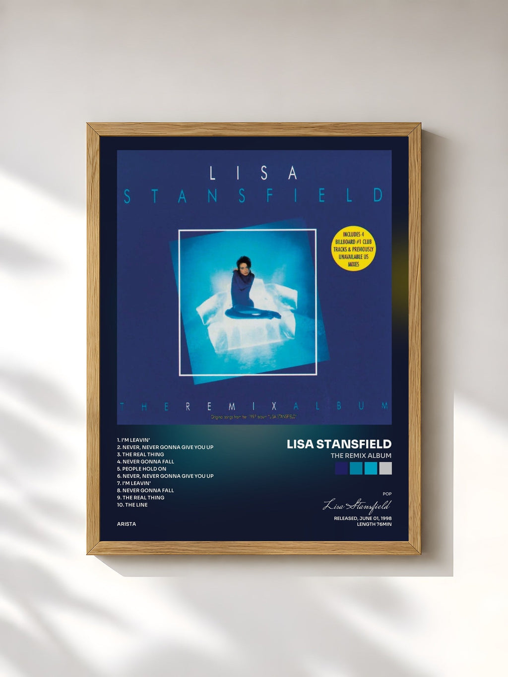 #bois Tableau de l'album The Remix Album de Lisa Stansfield, cadre en bois brut, imprimé et encadré en France
