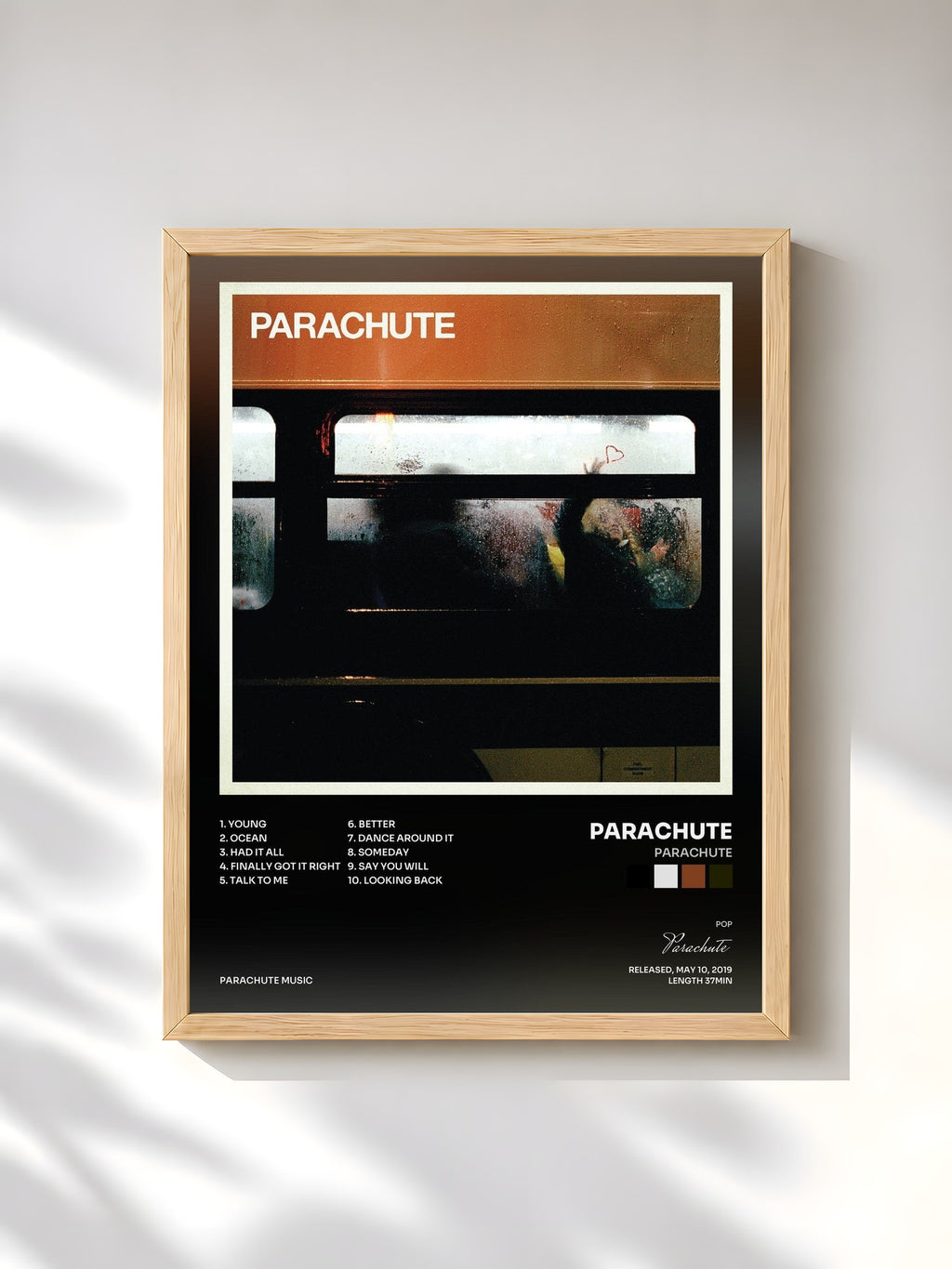 #bois Tableau de l'album Parachute de Parachute, cadre en bois brut, imprimé et encadré en France