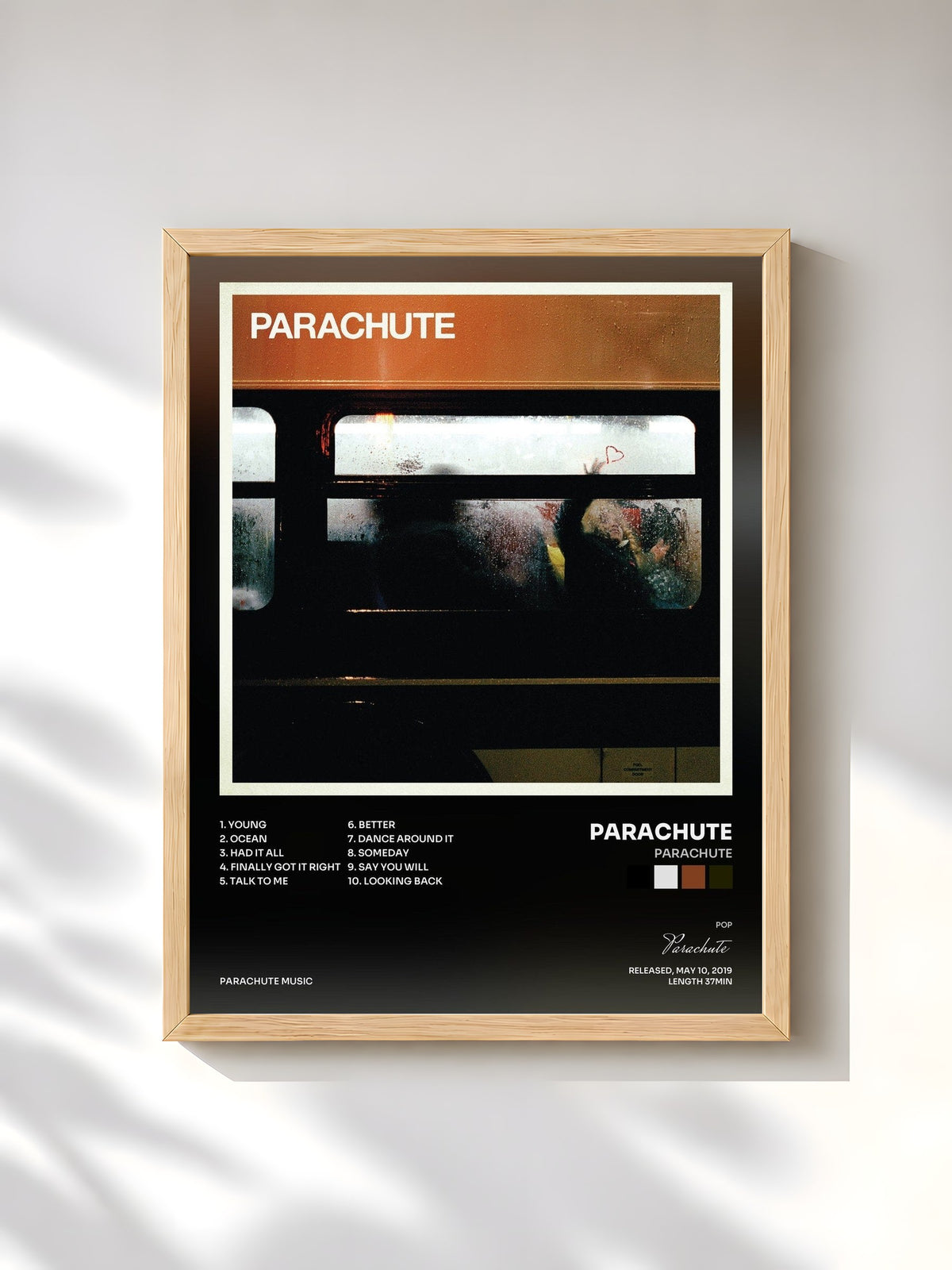 #bois Tableau de l'album Parachute de Parachute, cadre en bois brut, imprimé et encadré en France