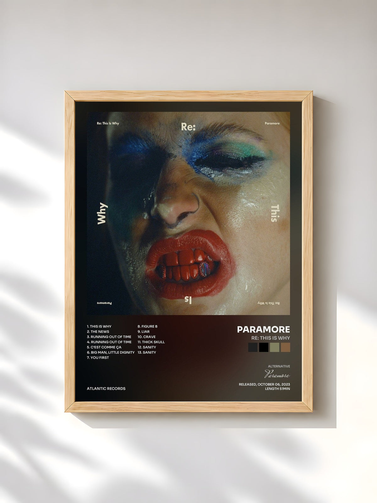 #bois Tableau de l'album Re: This Is Why de Paramore, cadre en bois brut, imprimé et encadré en France