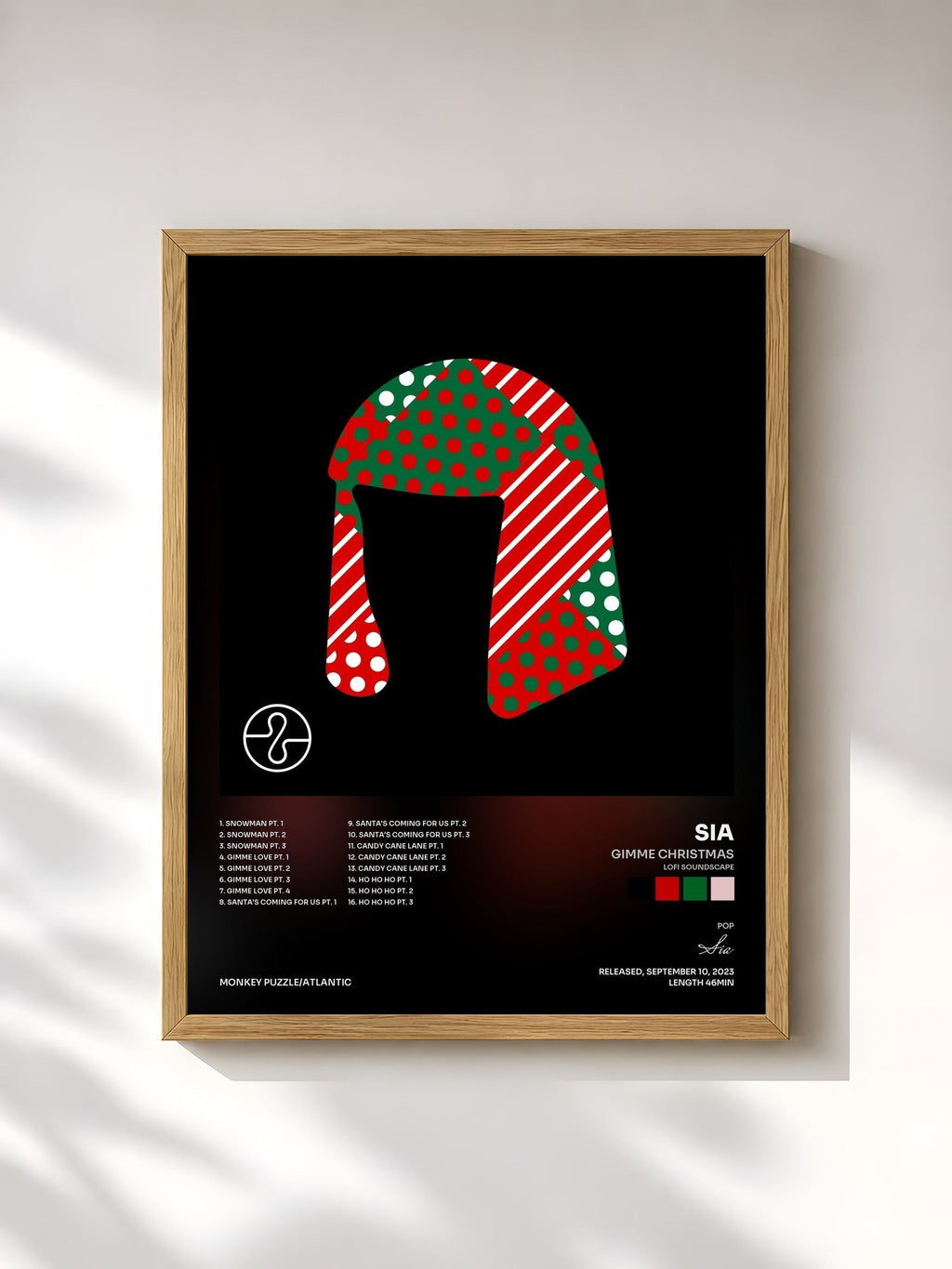 #bois Tableau de l'album Gimme Christmas (Lofi Soundscape) de Sia, cadre en bois brut, imprimé et encadré en France