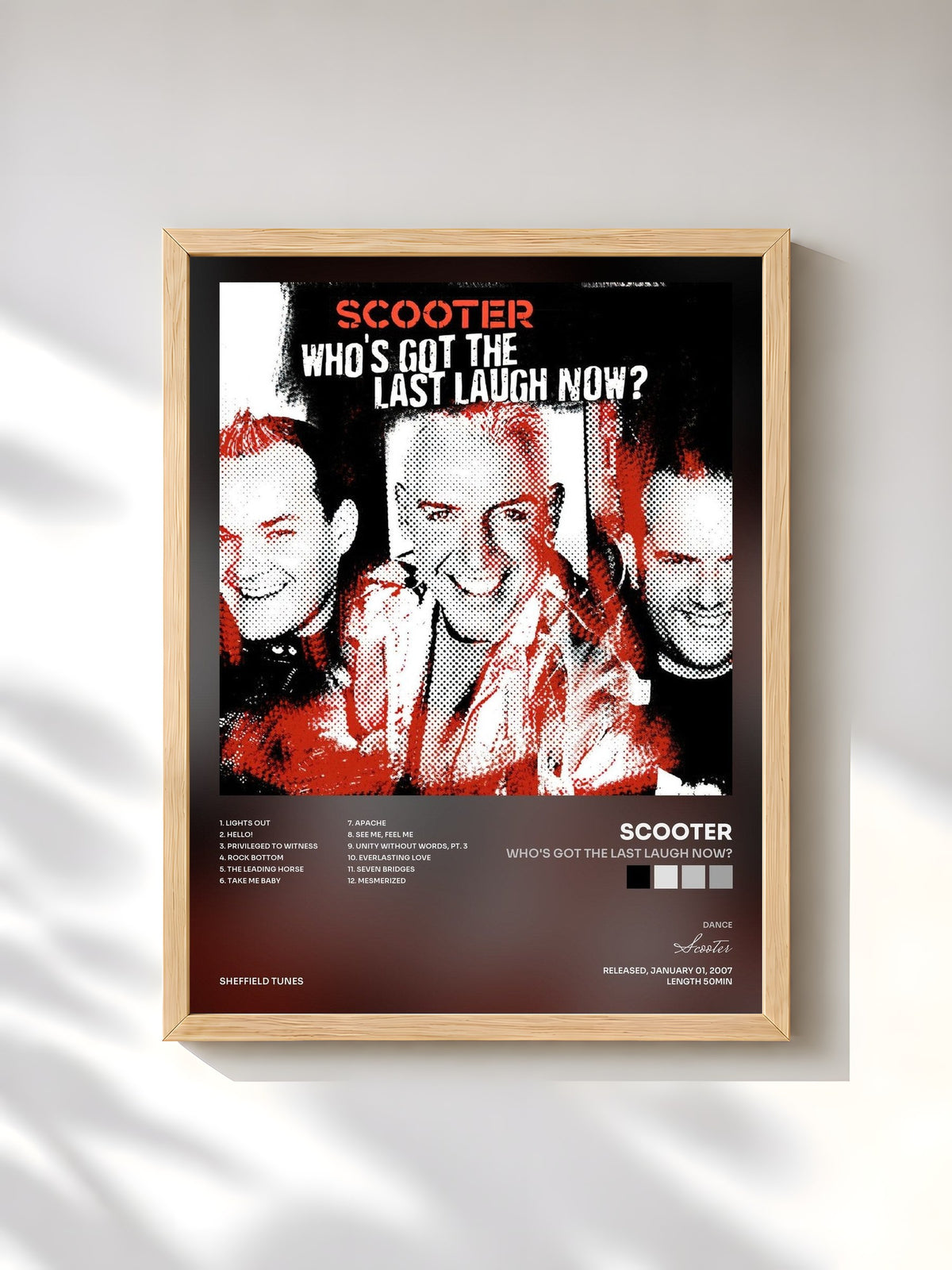 #bois Tableau de l'album Who's Got The Last Laugh Now? de Scooter, cadre en bois brut, imprimé et encadré en France