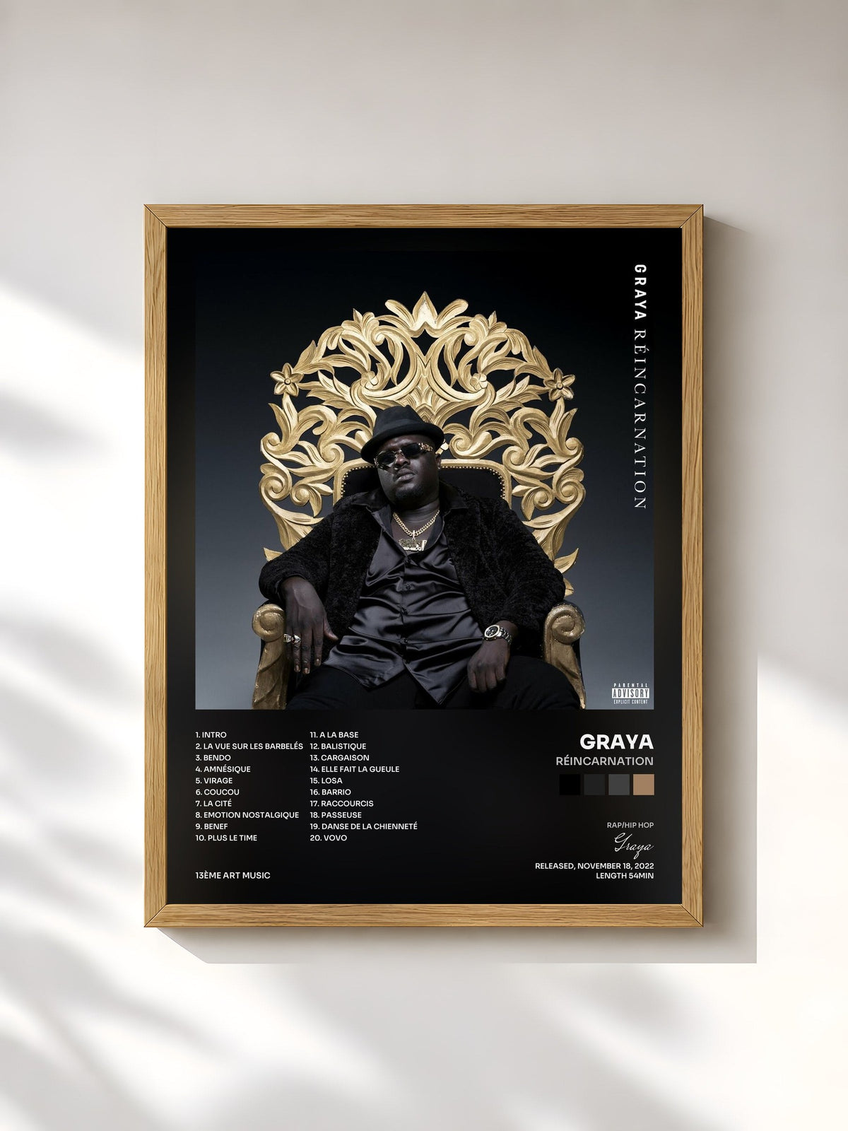 #bois Tableau de l'album Réincarnation de Graya, cadre en bois brut, imprimé et encadré en France