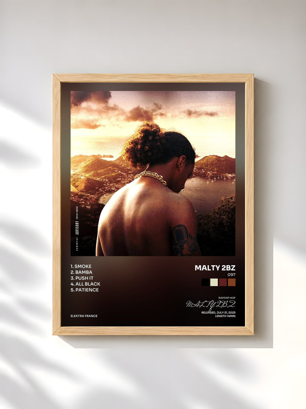 #bois Tableau de l'album 097 de MALTY 2BZ, cadre en bois brut, imprimé et encadré en France