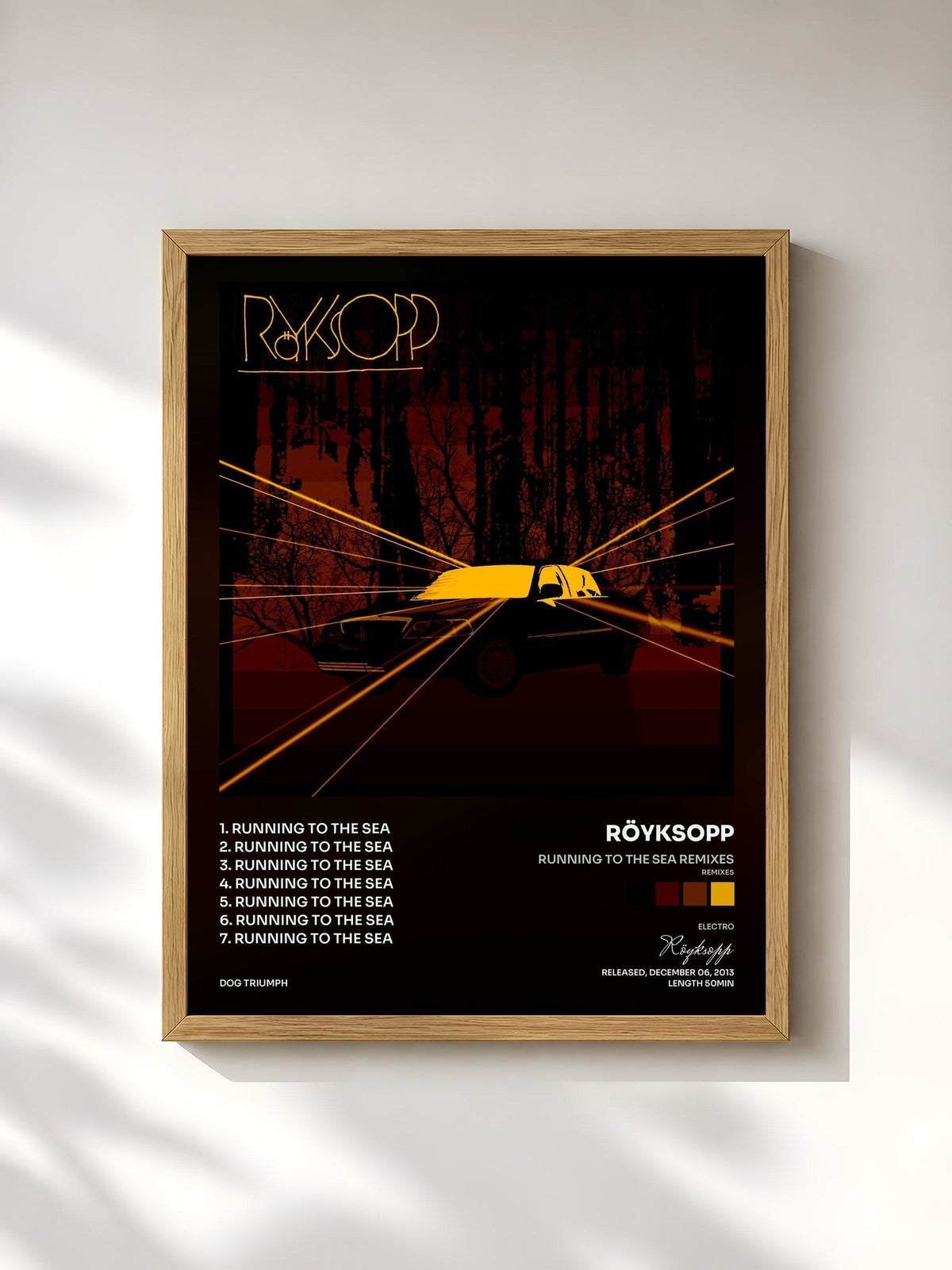 #bois Tableau de l'album Running to the Sea Remixes (Remixes) de Röyksopp, cadre en bois brut, imprimé et encadré en France