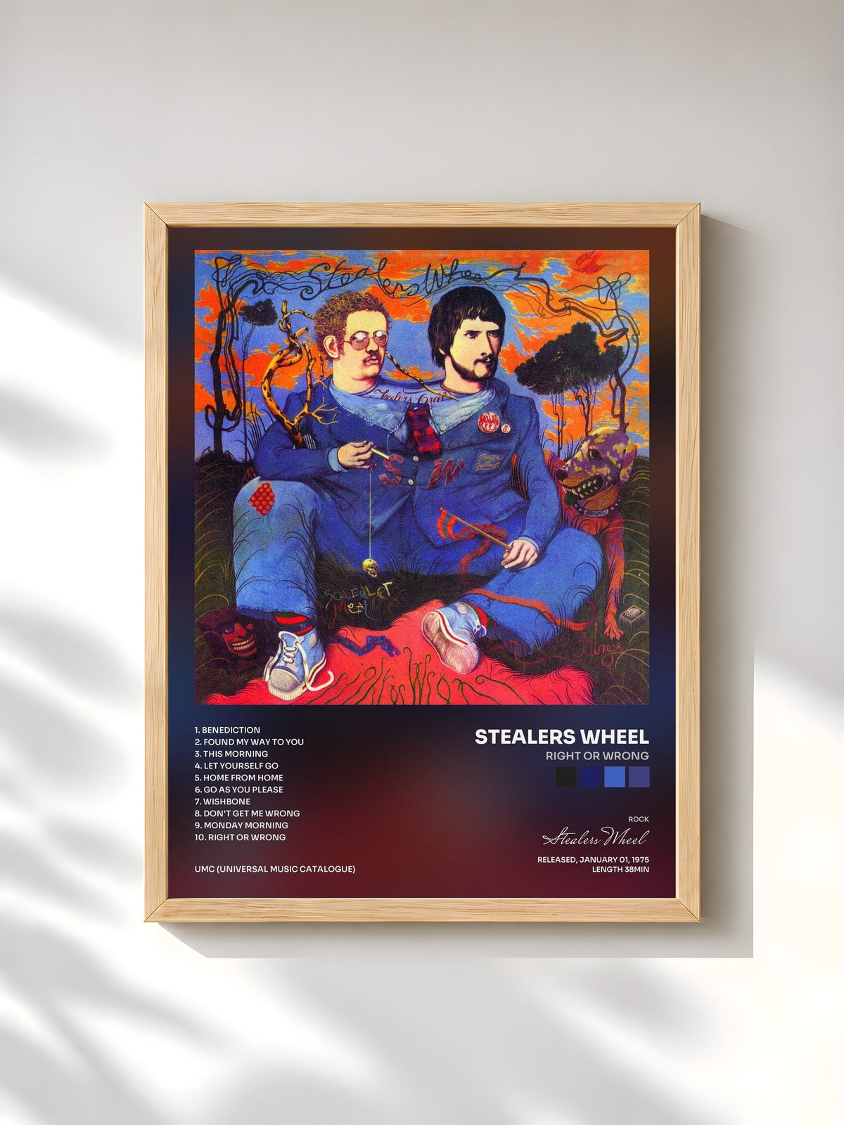 #bois Tableau de l'album Right Or Wrong de Stealers Wheel, cadre en bois brut, imprimé et encadré en France