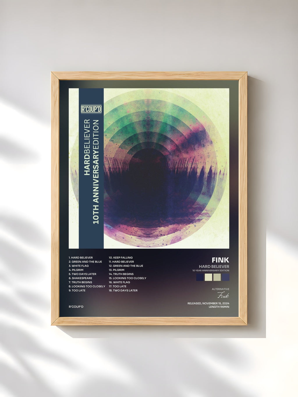 #bois Tableau de l'album Hard Believer (10 Year Anniversary Edition) de Fink, cadre en bois brut, imprimé et encadré en France
