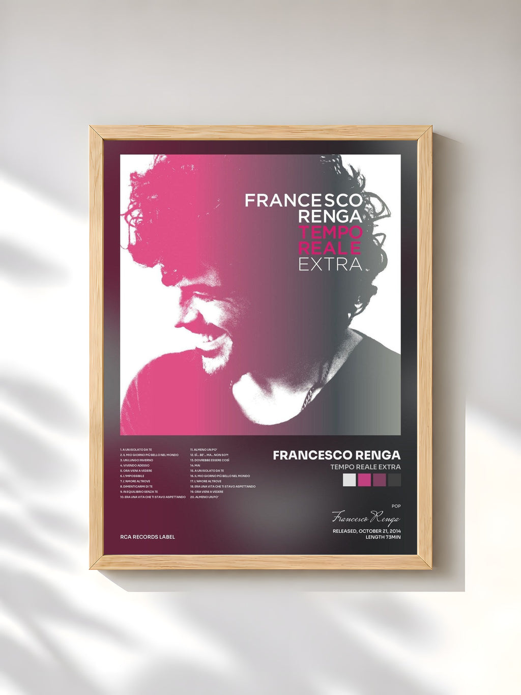 #bois Tableau de l'album Tempo Reale Extra de Francesco Renga, cadre en bois brut, imprimé et encadré en France