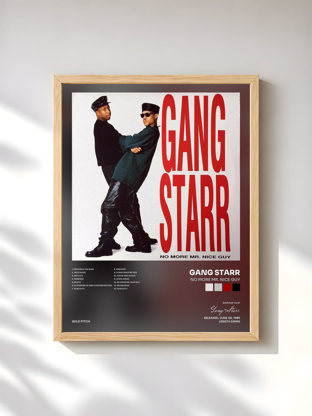 #bois Tableau de l'album No More Mr. Nice Guy de Gang Starr, cadre en bois brut, imprimé et encadré en France