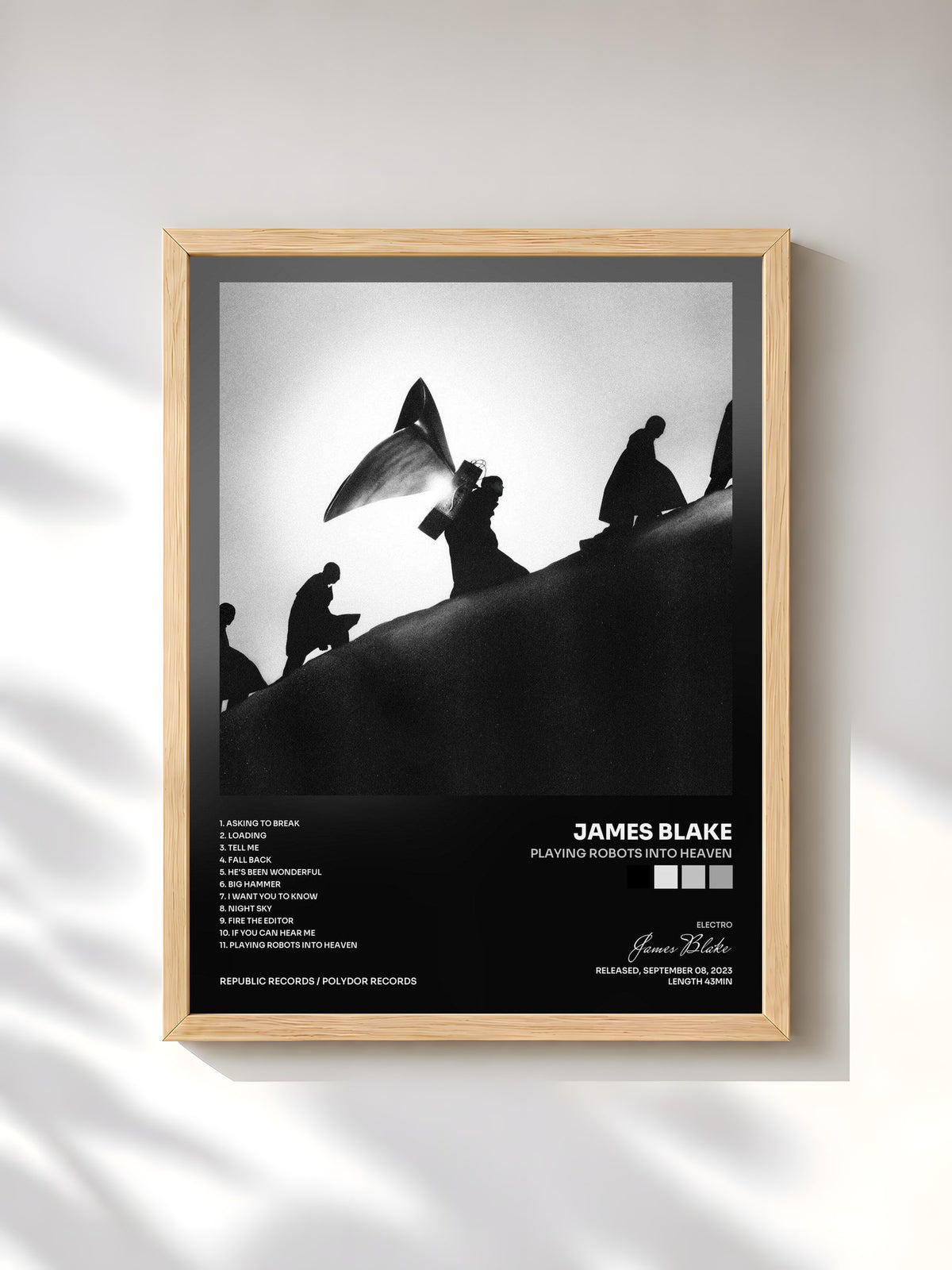 #bois Tableau de l'album Playing Robots Into Heaven de James Blake, cadre en bois brut, imprimé et encadré en France