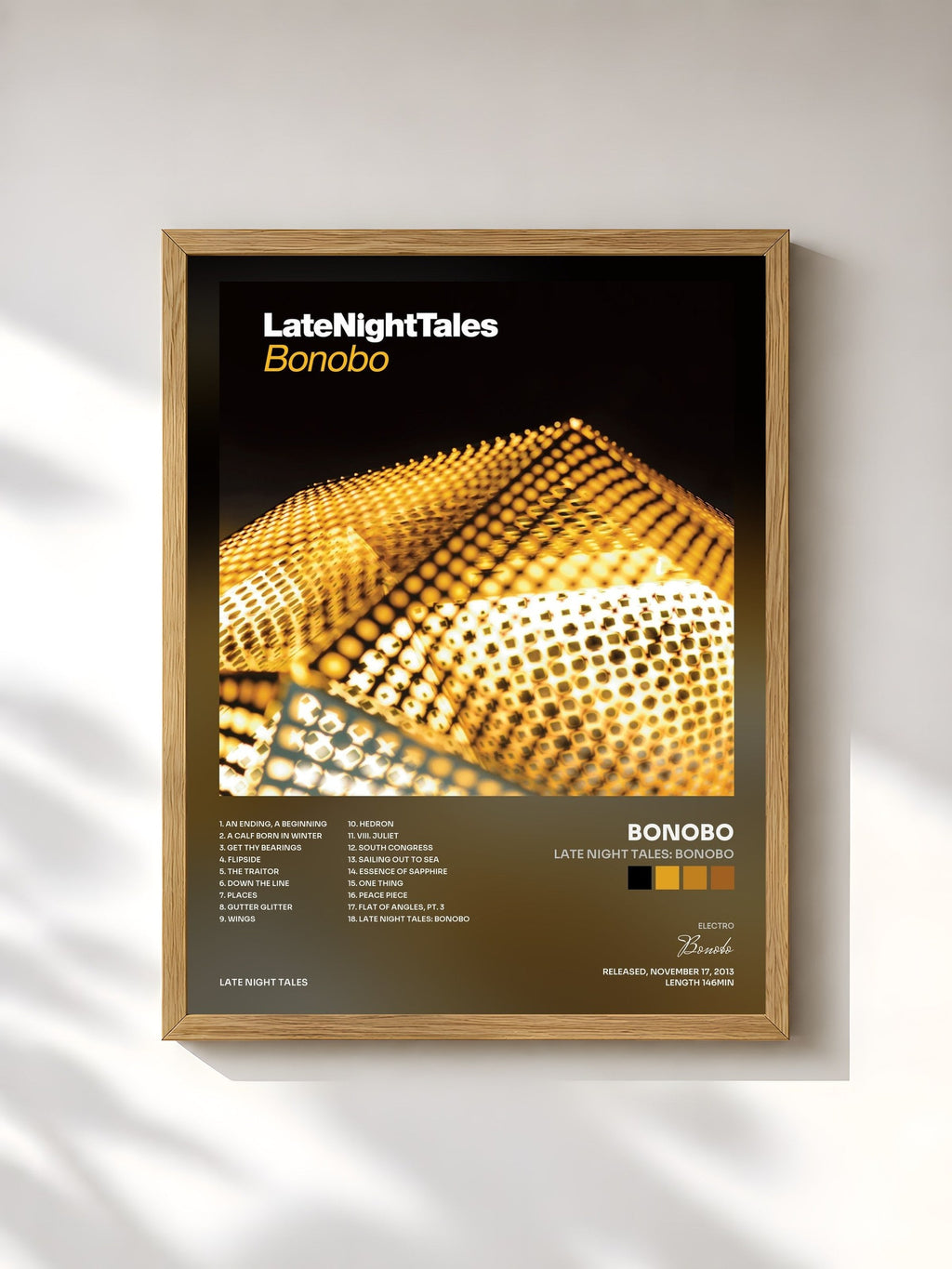 #bois Tableau de l'album Late Night Tales: Bonobo de Bonobo, cadre en bois brut, imprimé et encadré en France