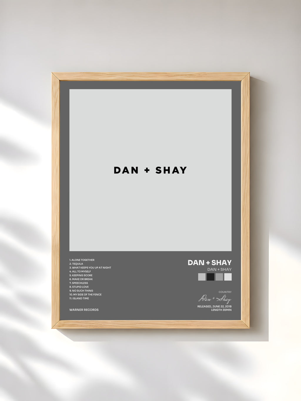 #bois Tableau de l'album Dan + Shay de Dan + Shay, cadre en bois brut, imprimé et encadré en France