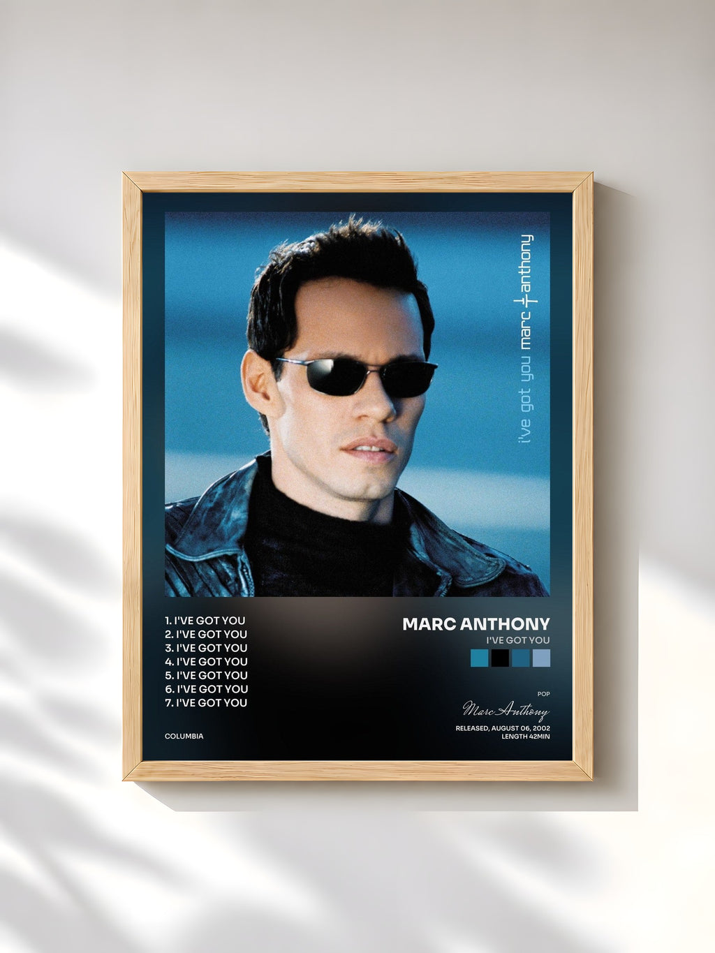 #bois Tableau de l'album I've Got You de Marc Anthony, cadre en bois brut, imprimé et encadré en France