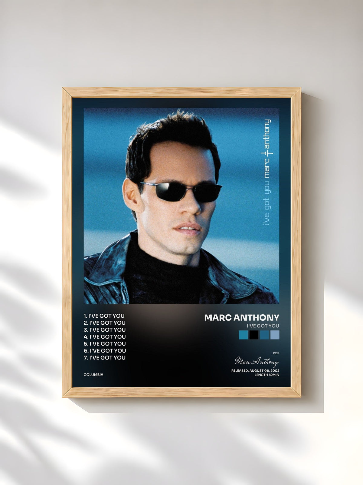 #bois Tableau de l'album I've Got You de Marc Anthony, cadre en bois brut, imprimé et encadré en France