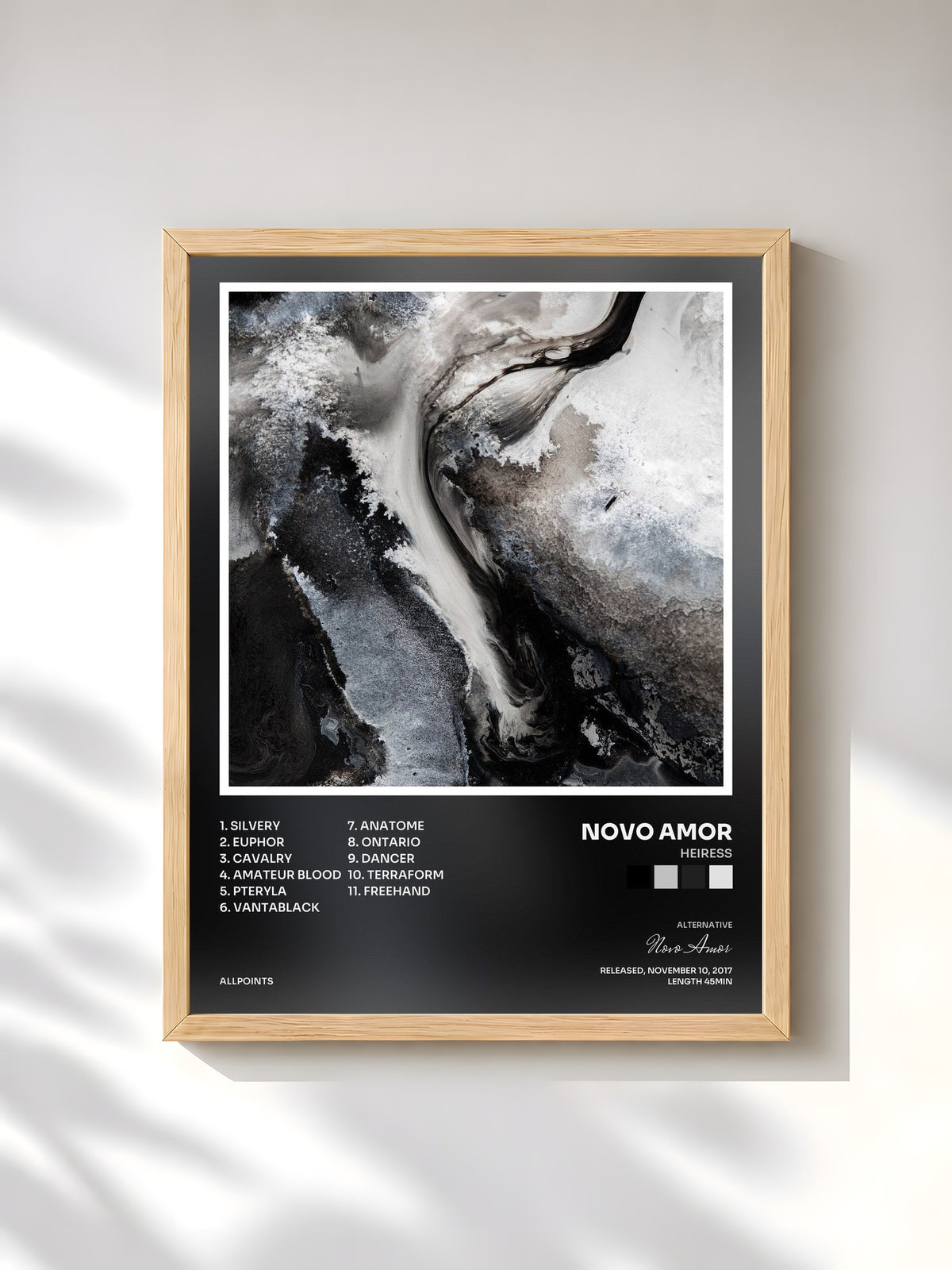 #bois Tableau de l'album Heiress de Novo Amor, cadre en bois brut, imprimé et encadré en France